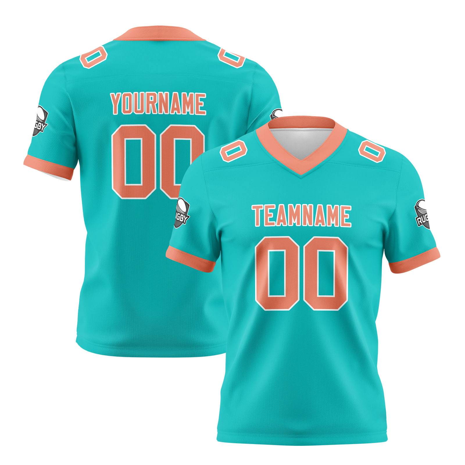 Custom Cyan Pink Football Jersey Personalized Football Shirts for Men Printed Team Name Number Logo