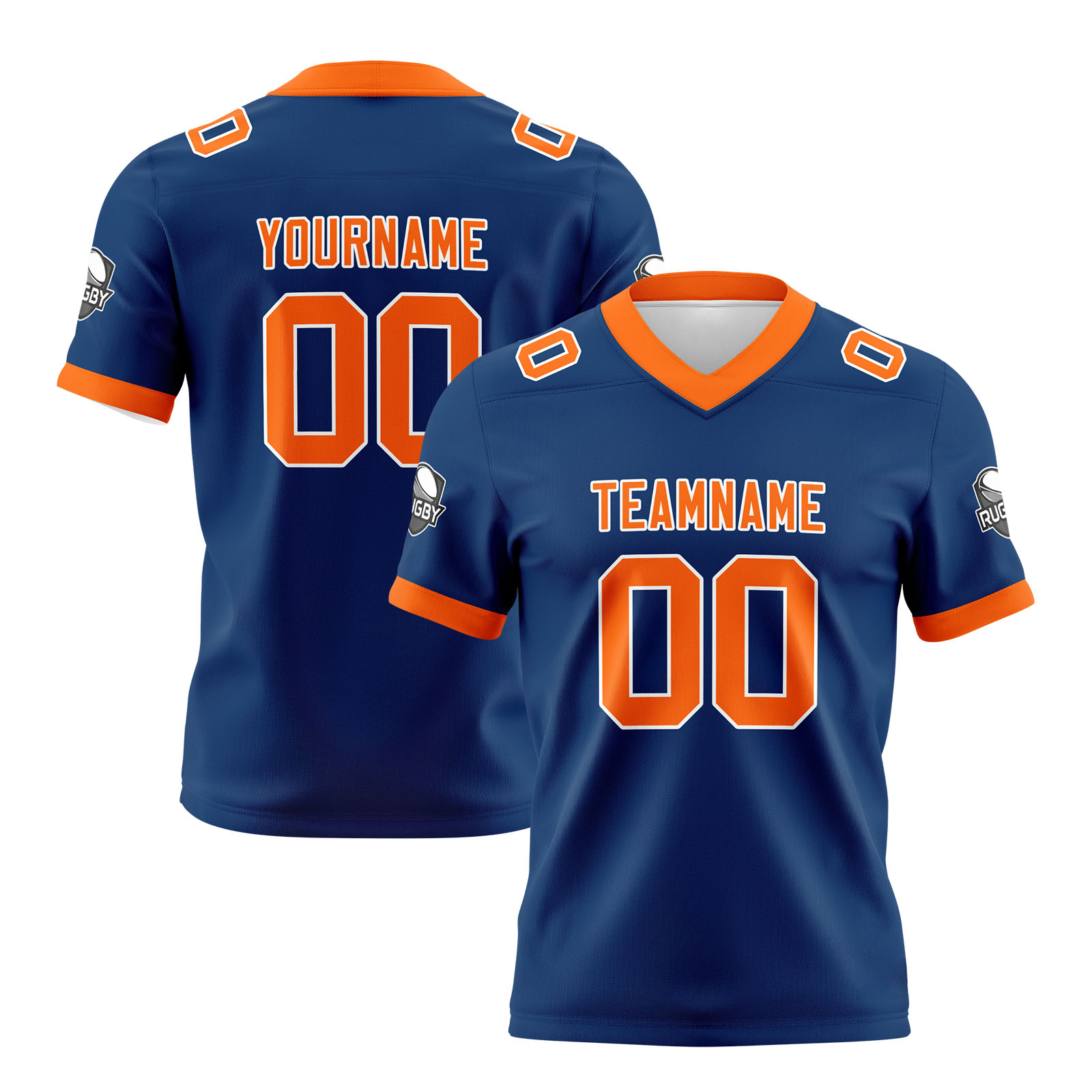 Custom Blue Orange Football Jersey Personalized Football Shirts for Men Printed Team Name Number Logo