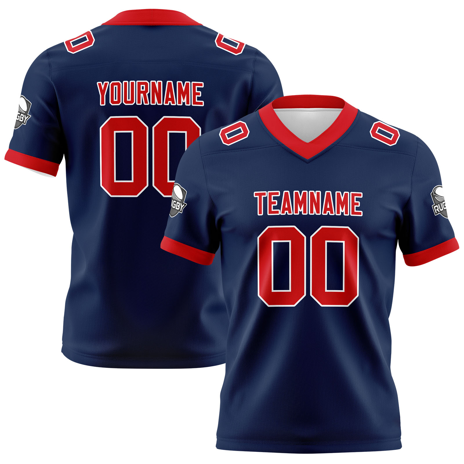 Custom Navy Red Football Jersey Personalized Football Shirts for Men Printed Team Name Number Logo