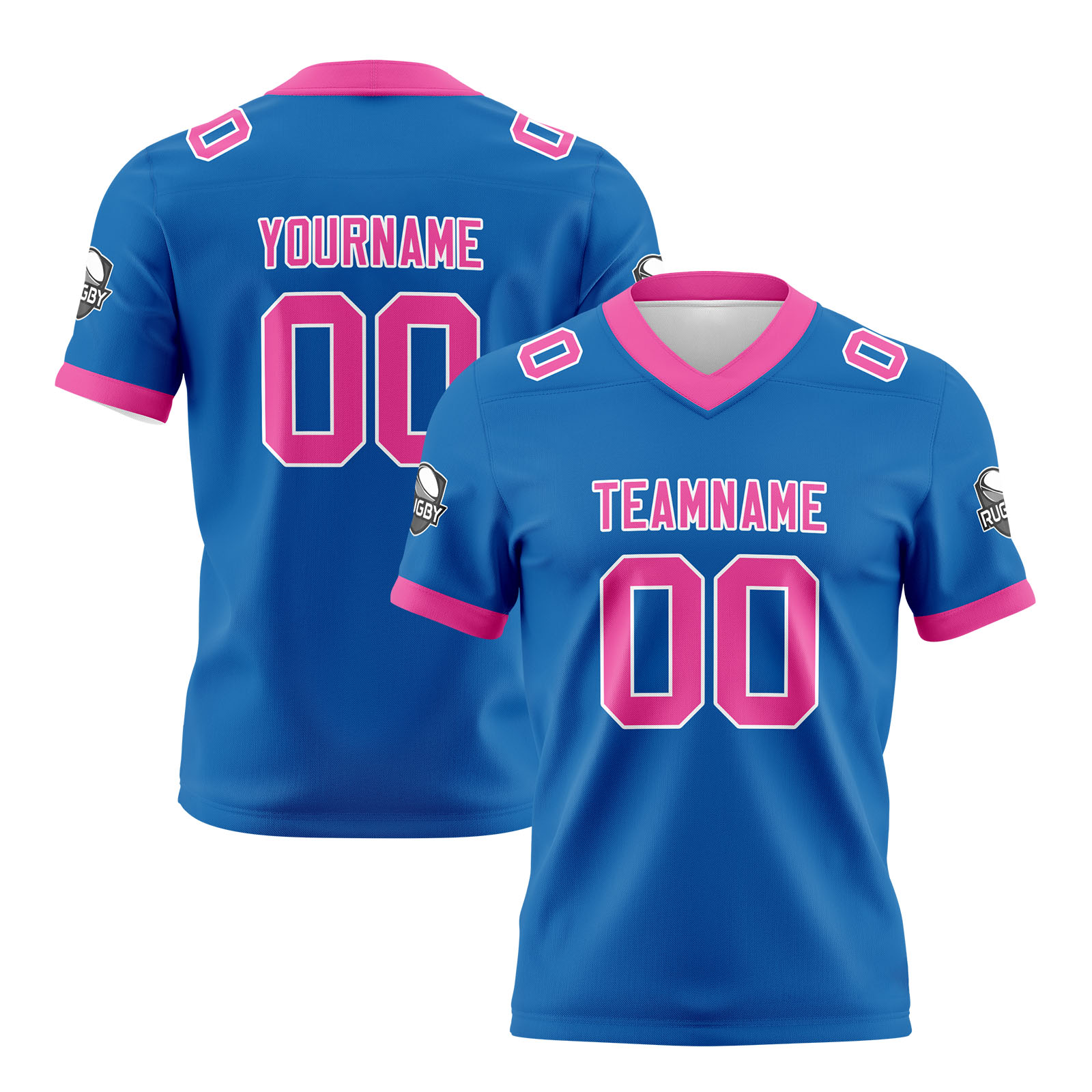 Custom Blue Pink Football Jersey Personalized Football Shirts for Men Printed Team Name Number Logo