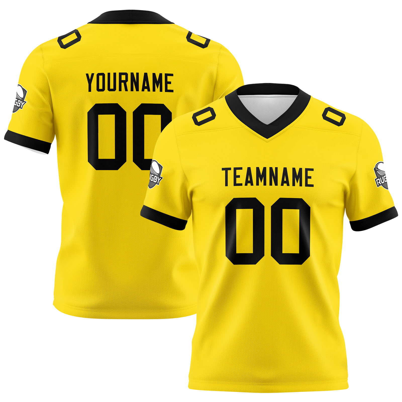Custom Yellow Black Football Jersey Personalized Football Shirts for Men Printed Team Name Number Logo
