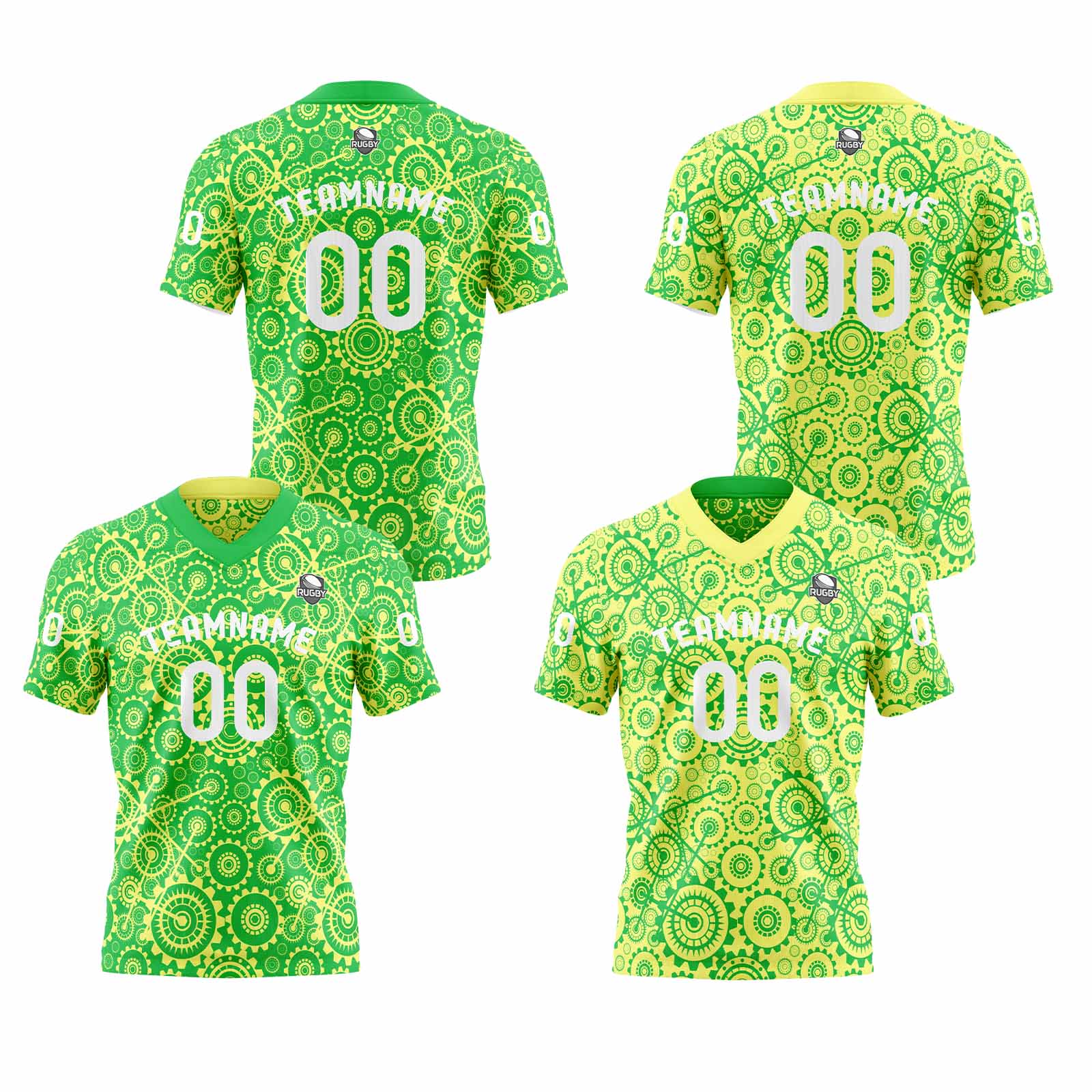 Custom Yellow Green Reversible Football Jersey Personalized Gradient Football Shirts for Men Printed Team Name Number Logo