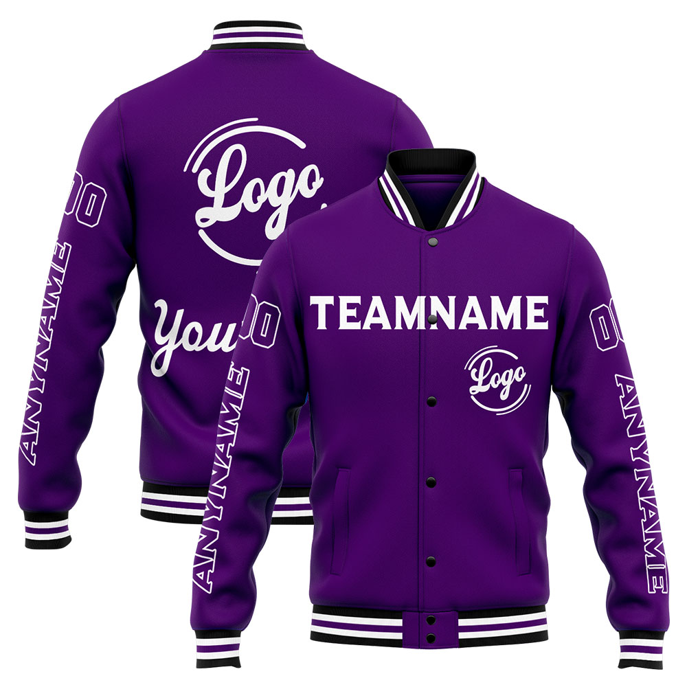 Custom Purple Varsity Jacket for Men Women and Youth with Personalized Letterman Jacket 