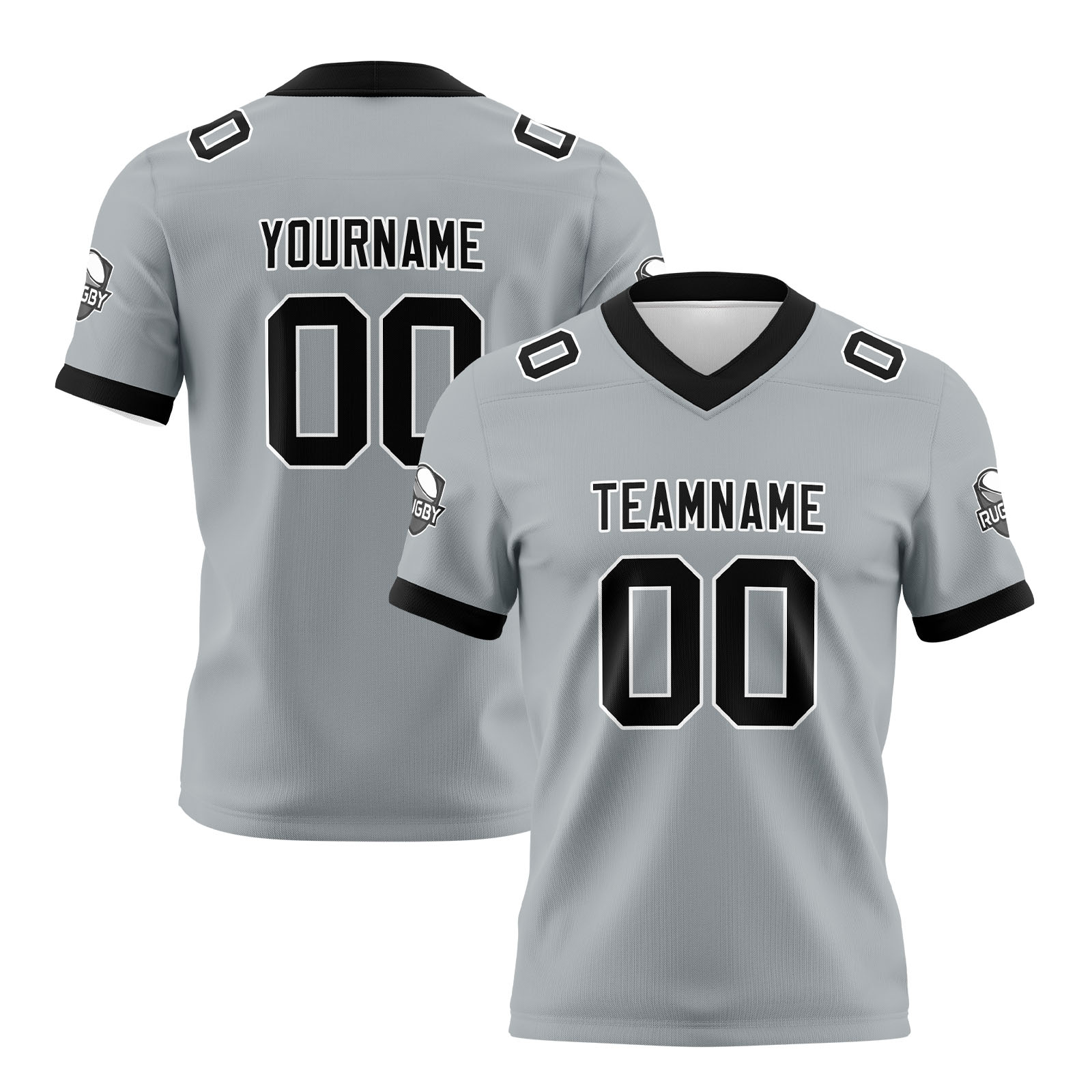 Custom Grey Black Football Jersey Personalized Football Shirts for Men Printed Team Name Number Logo