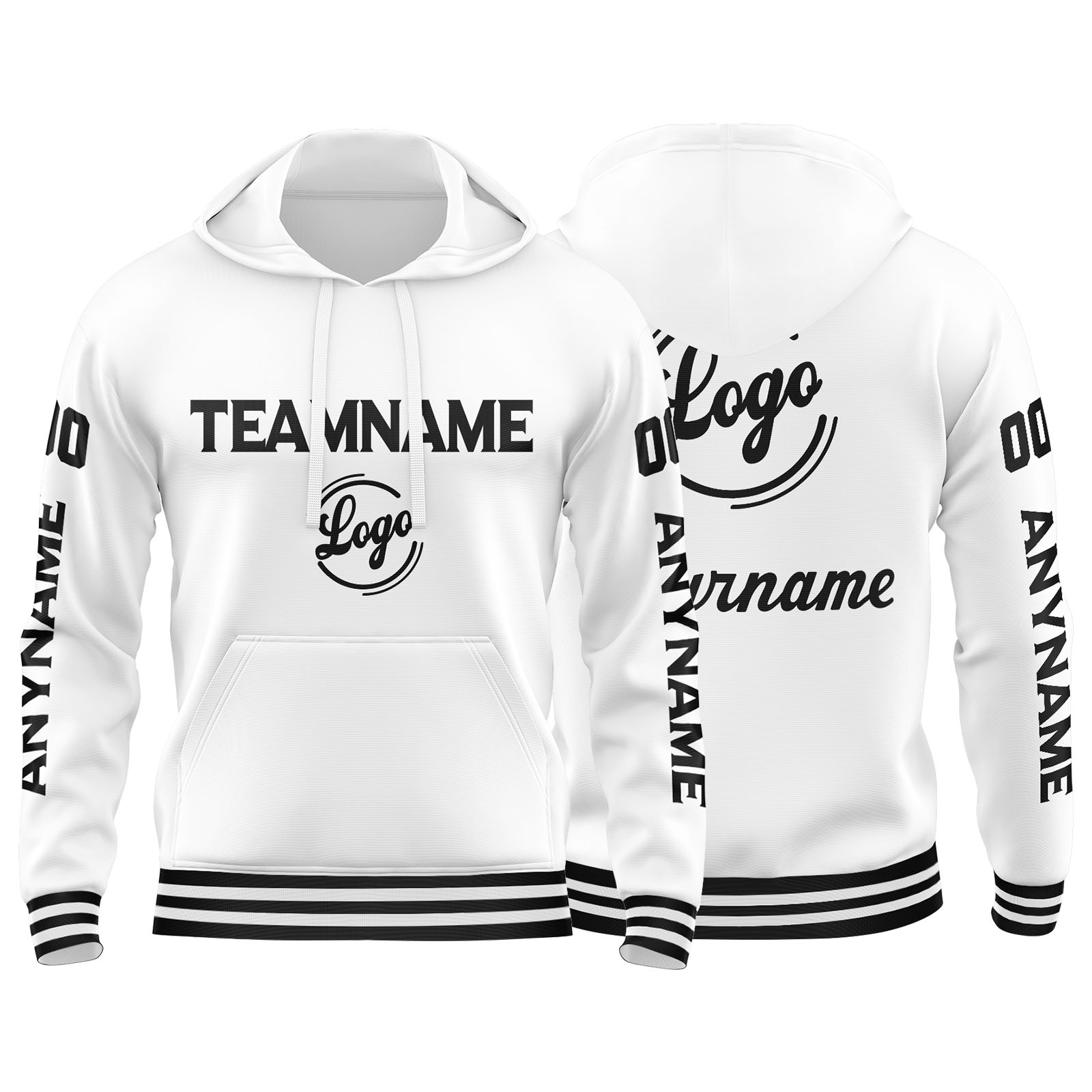 Custom White Hoodie Personalized Mens Pullover Hoodie Printed Team Name Number Logo for Women
