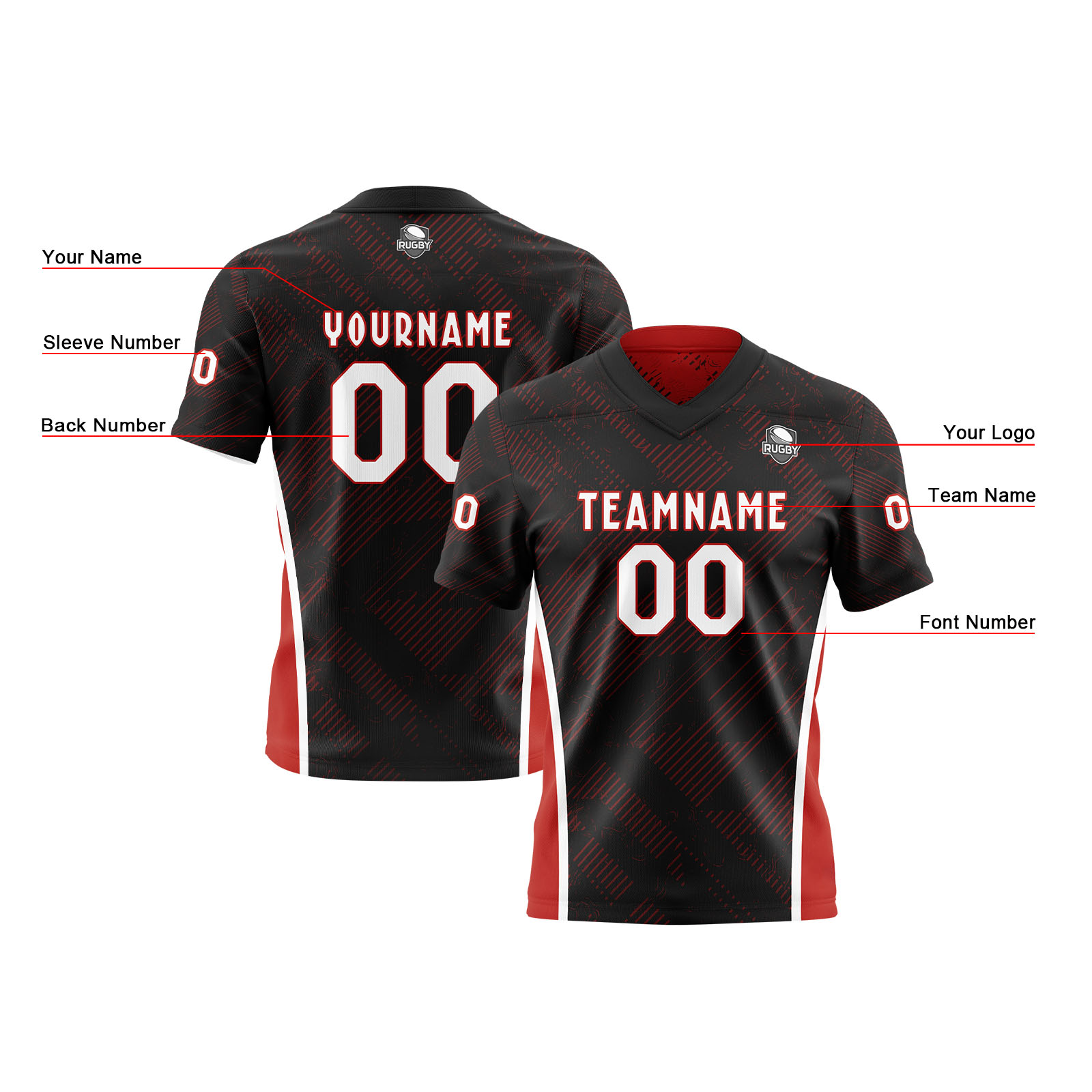 Custom Black Red Reversible Football Jersey Personalized Gradient Football Shirts for Men Printed Team Name Number Logo