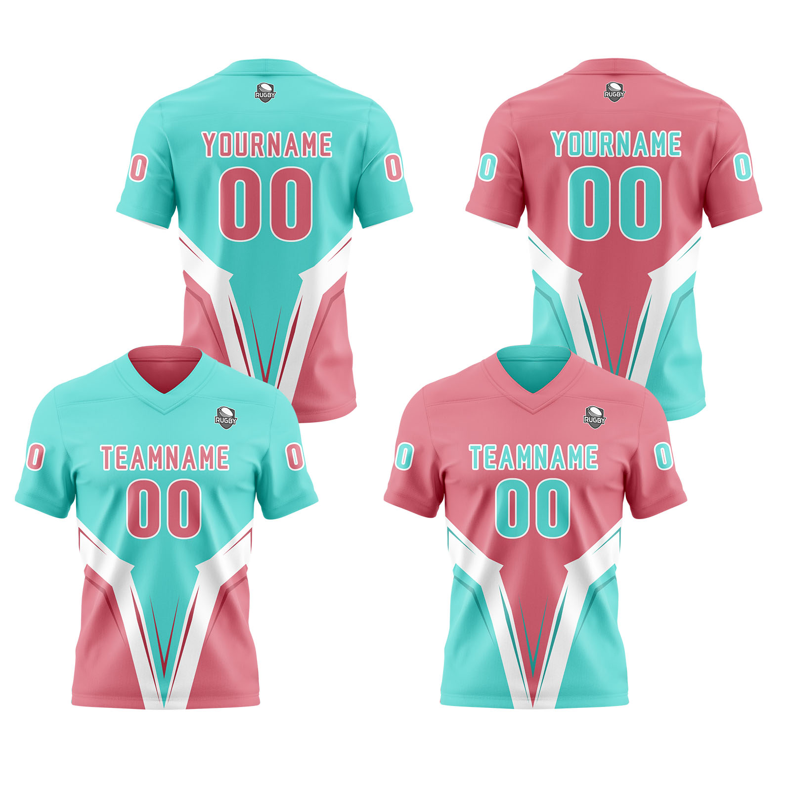 Custom Pink Cyan Reversible Football Jersey Personalized Gradient Football Shirts for Men Printed Team Name Number Logo