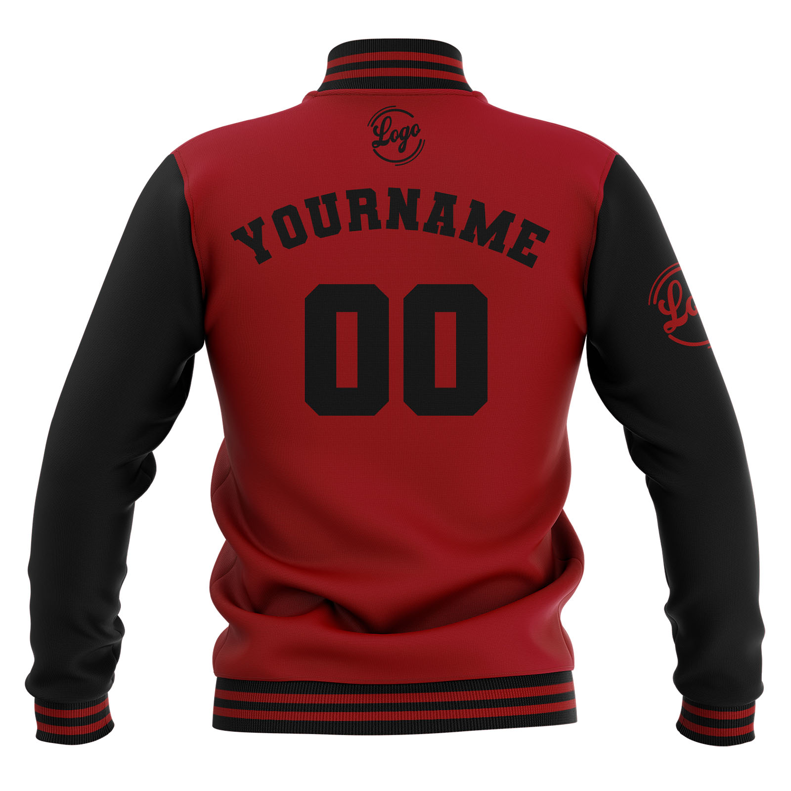 Custom Black Red Waterproof Varsity Jackets Personalized Stitched Name Number Logo to Letterman Jackets