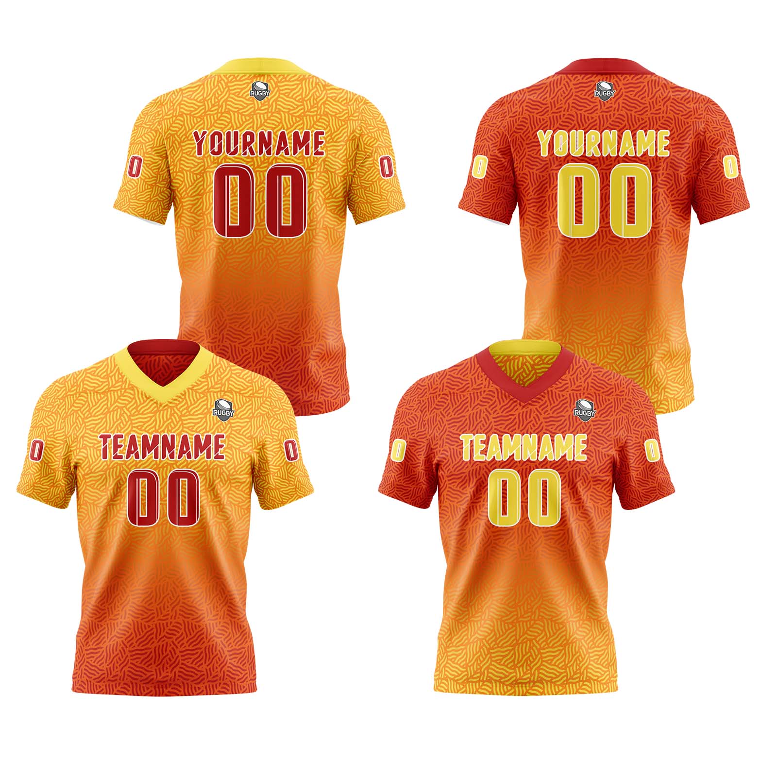 Custom Red Yellow Reversible Football Jersey Personalized Gradient Football Shirts for Men Printed Team Name Number Logo