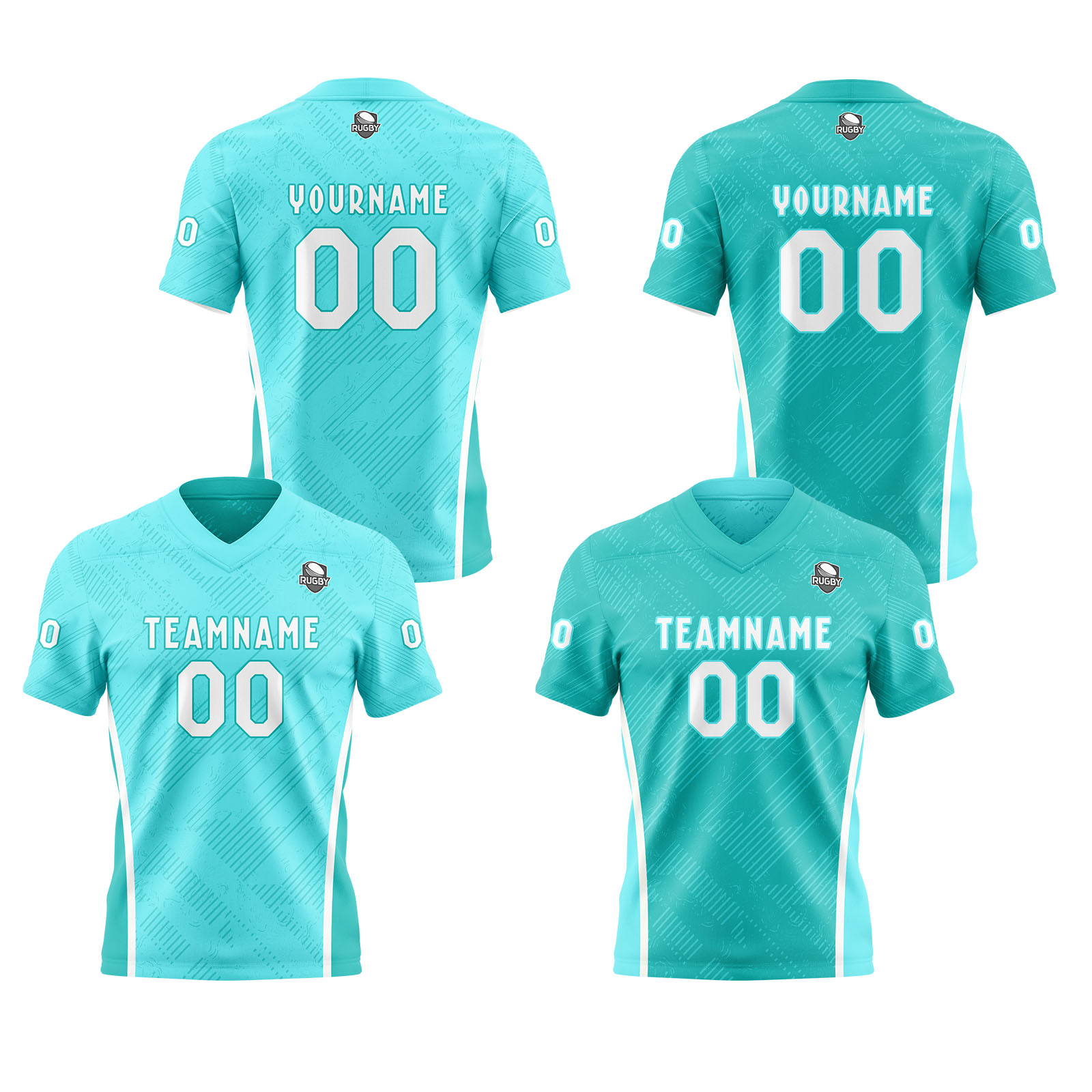 Custom Cyan Reversible Football Jersey Personalized Gradient Football Shirts for Men Printed Team Name Number Logo