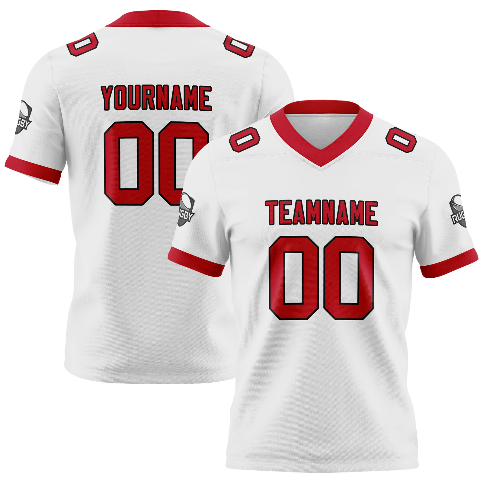 Custom White Red Football Jersey Personalized Football Shirts for Men Printed Team Name Number Logo