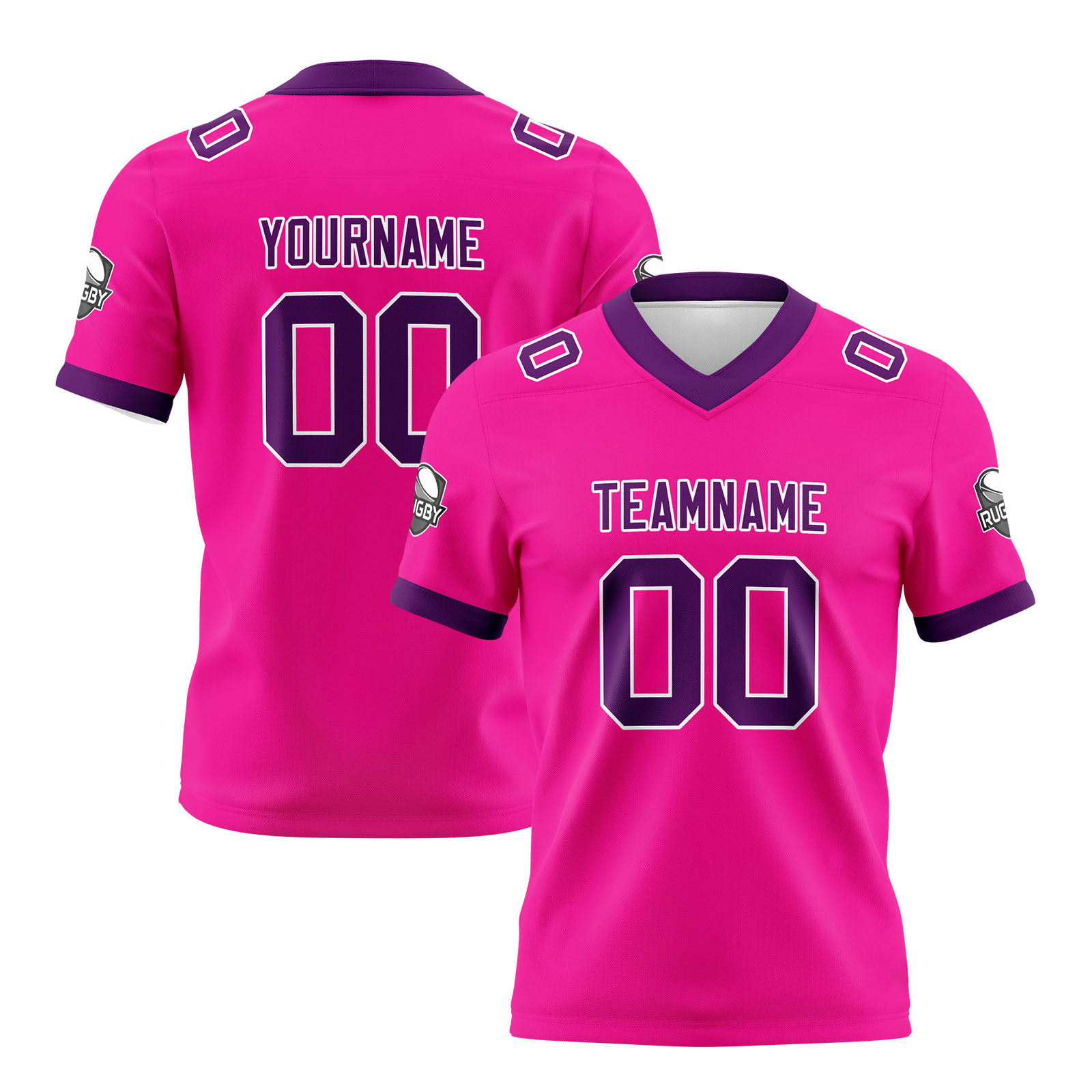 Custom Pink Purple Football Jersey Personalized Football Shirts for Men Printed Team Name Number Logo