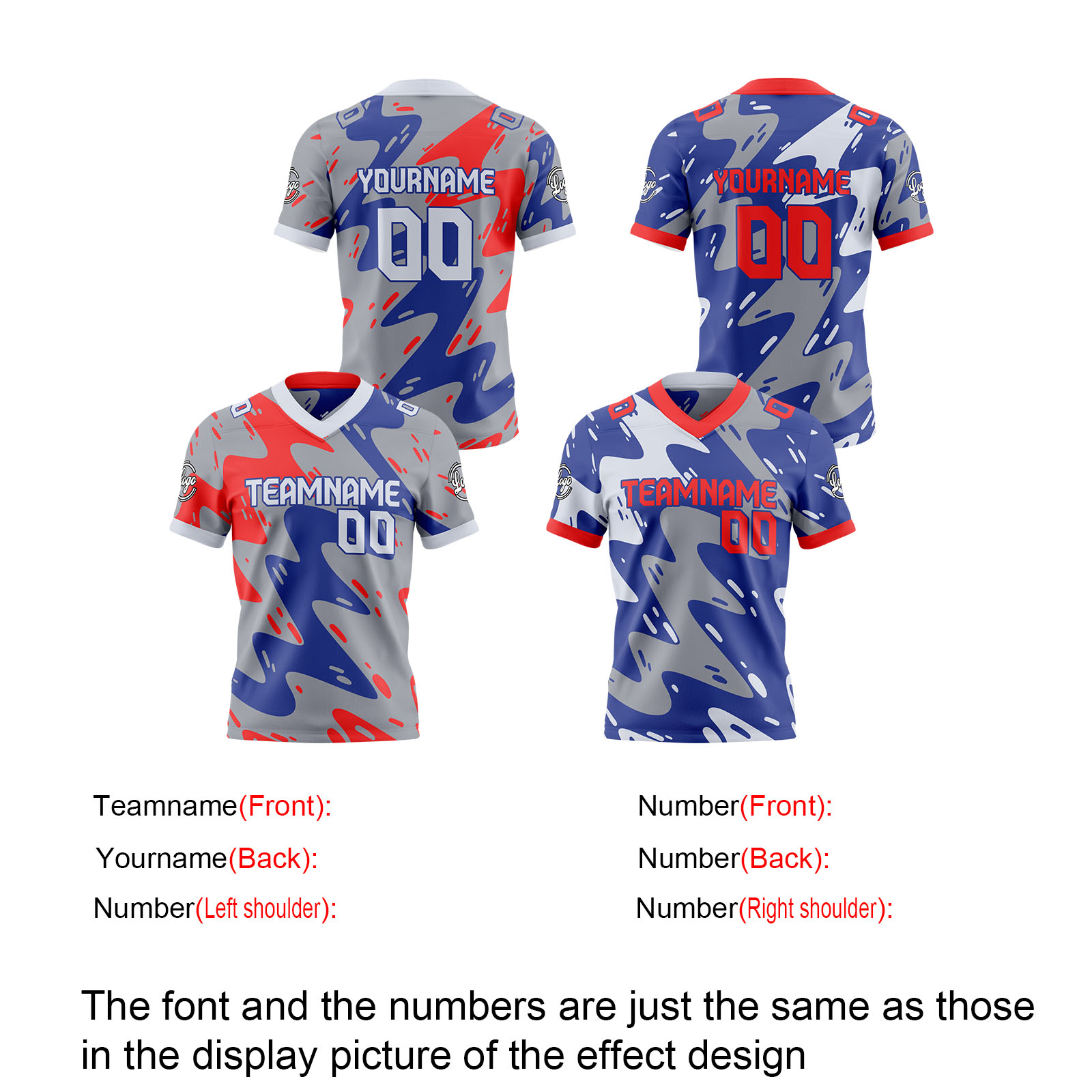 Custom Gray Blue Reversible Football Jersey Personalized Gradient Football Shirts for Men Printed Team Name Number Logo