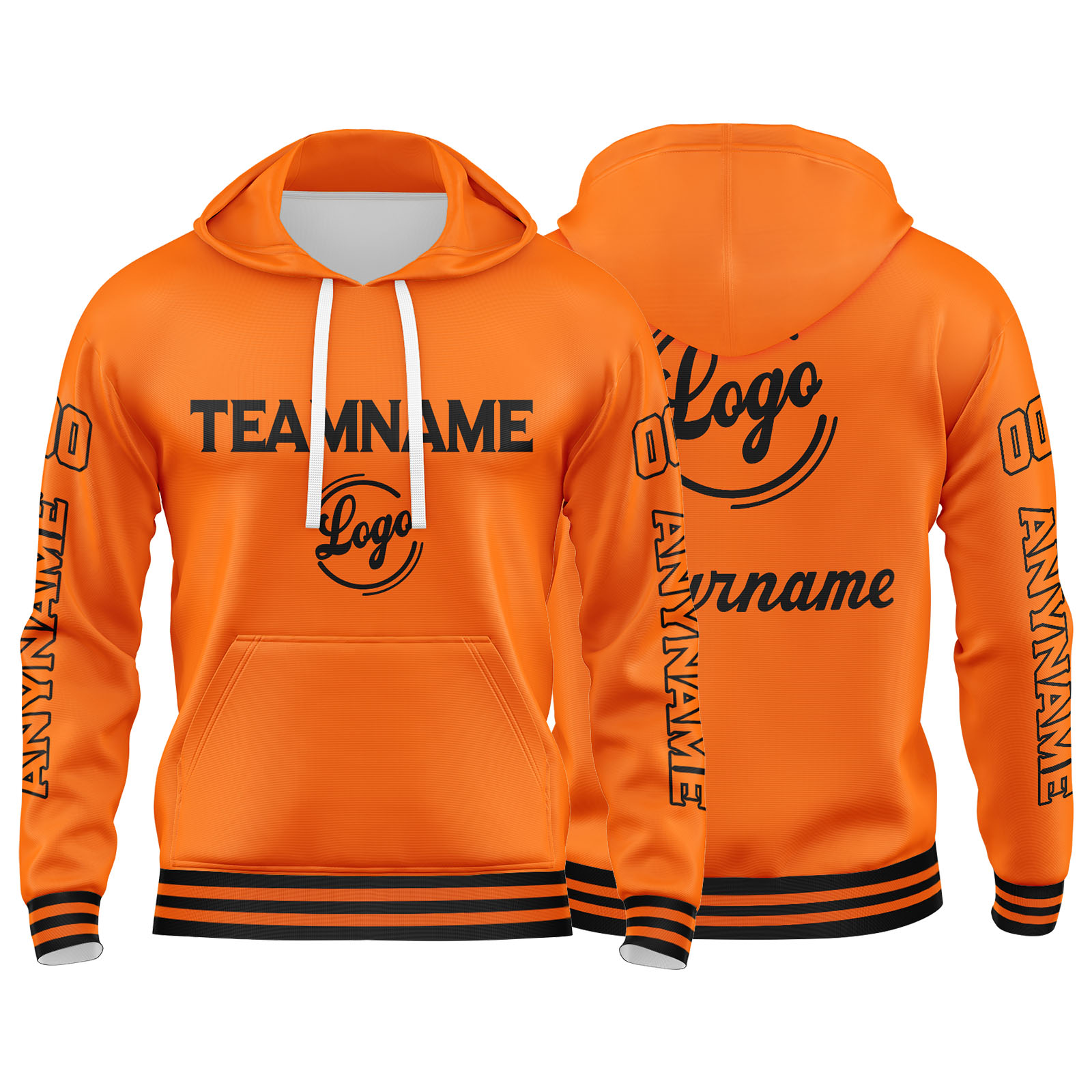 Custom Orange Hoodie Personalized Mens Pullover Hoodie Printed Team Name Number Logo for Women