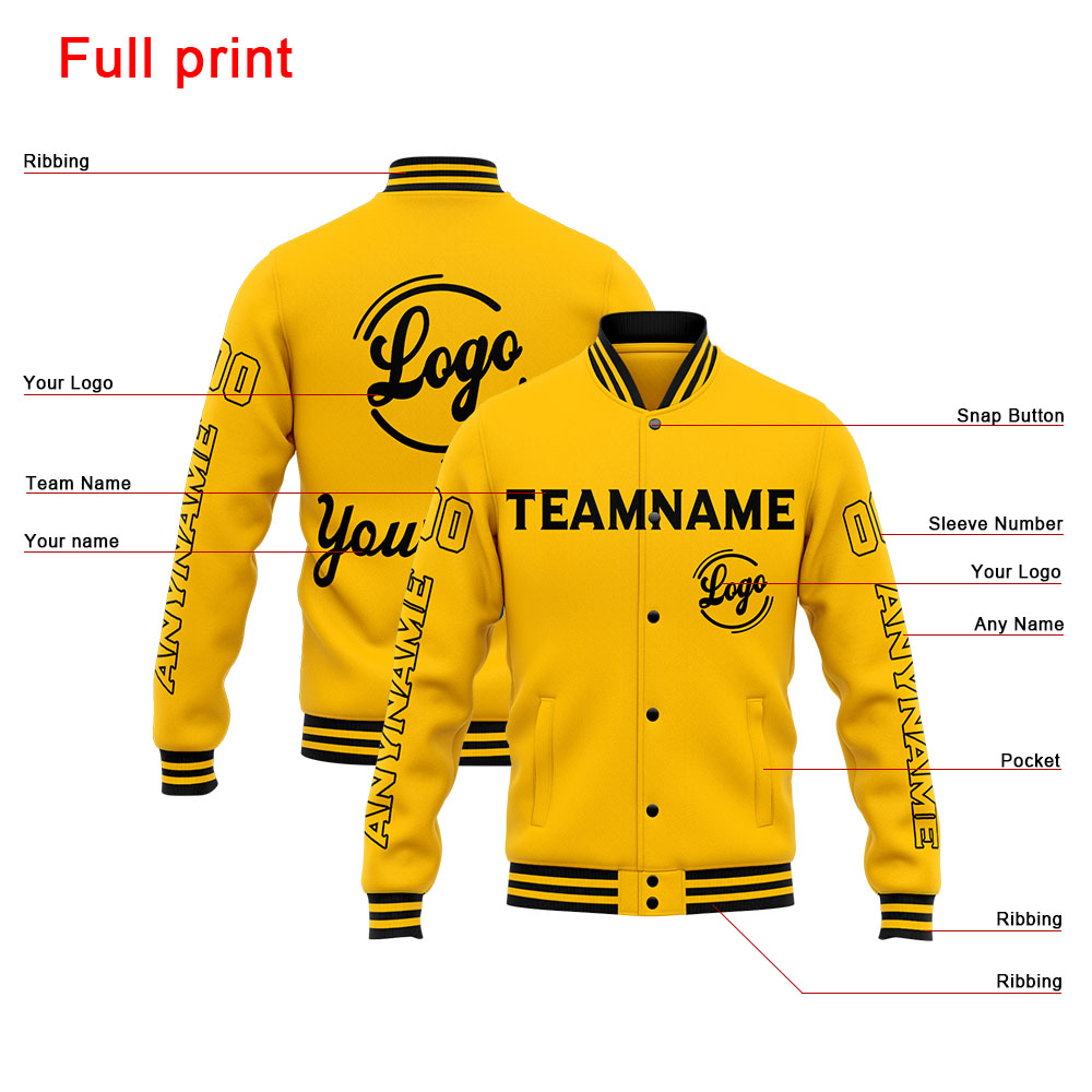 Custom Yellow Varsity Jacket for Men Women and Youth with Personalized Letterman Jacket 