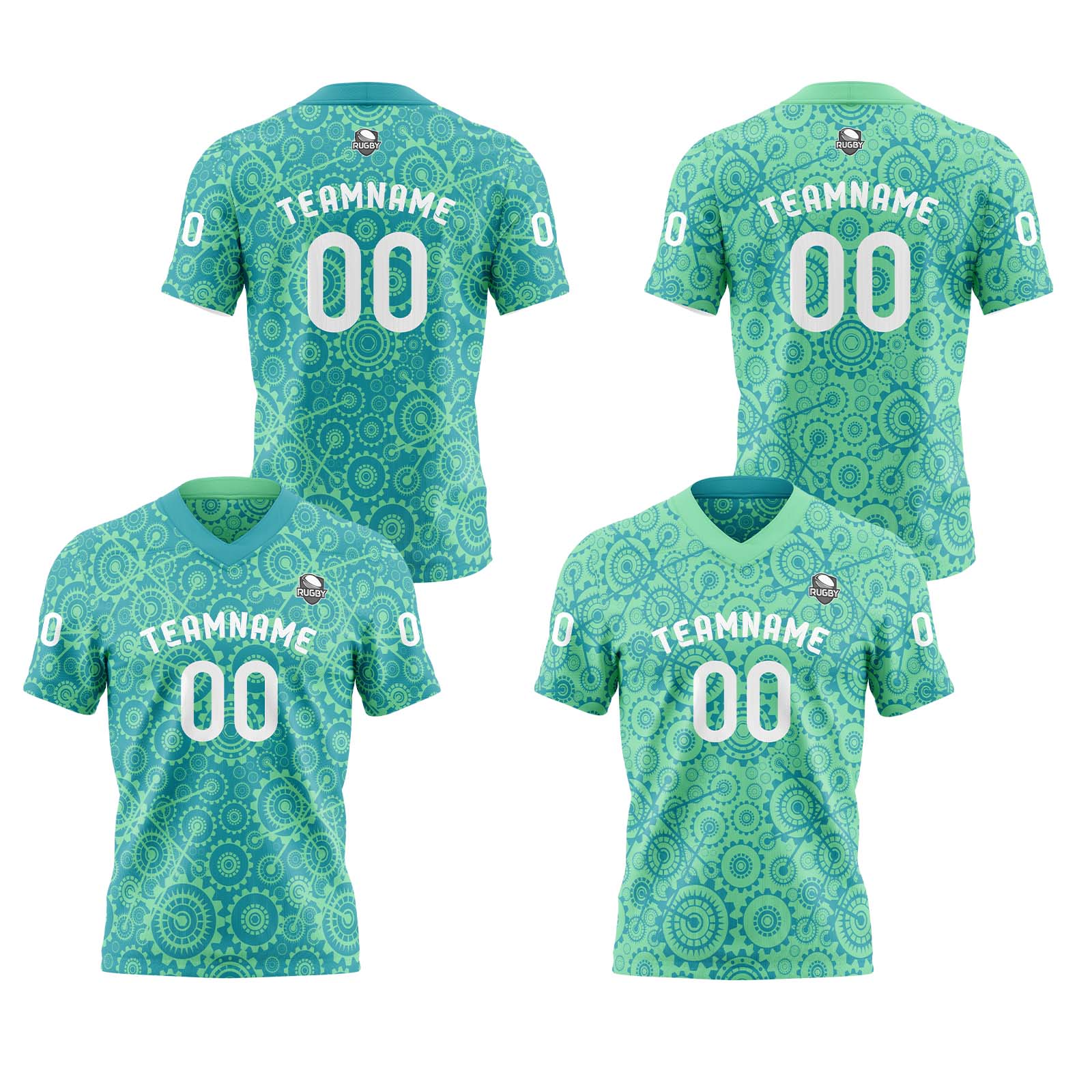 Custom Green Reversible Football Jersey Personalized Gradient Football Shirts for Men Printed Team Name Number Logo