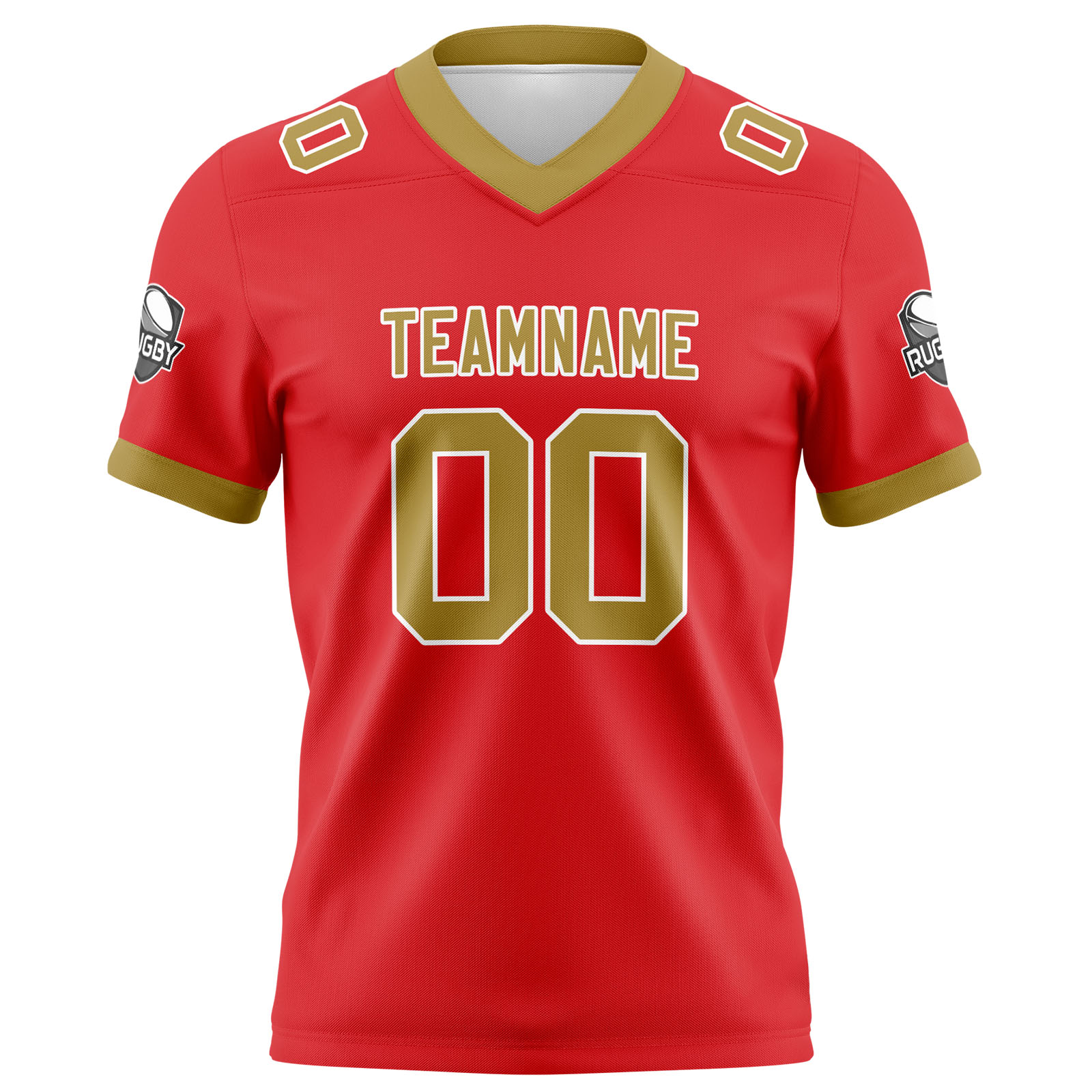 Custom Red Gold Football Jersey Personalized Football Shirts for Men Printed Team Name Number Logo