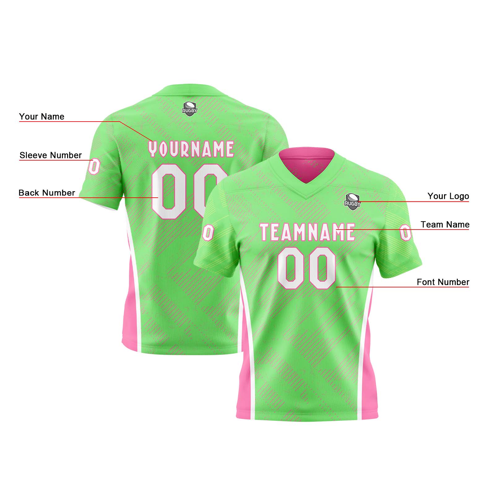 Custom Green Pink Reversible Football Jersey Personalized Gradient Football Shirts for Men Printed Team Name Number Logo