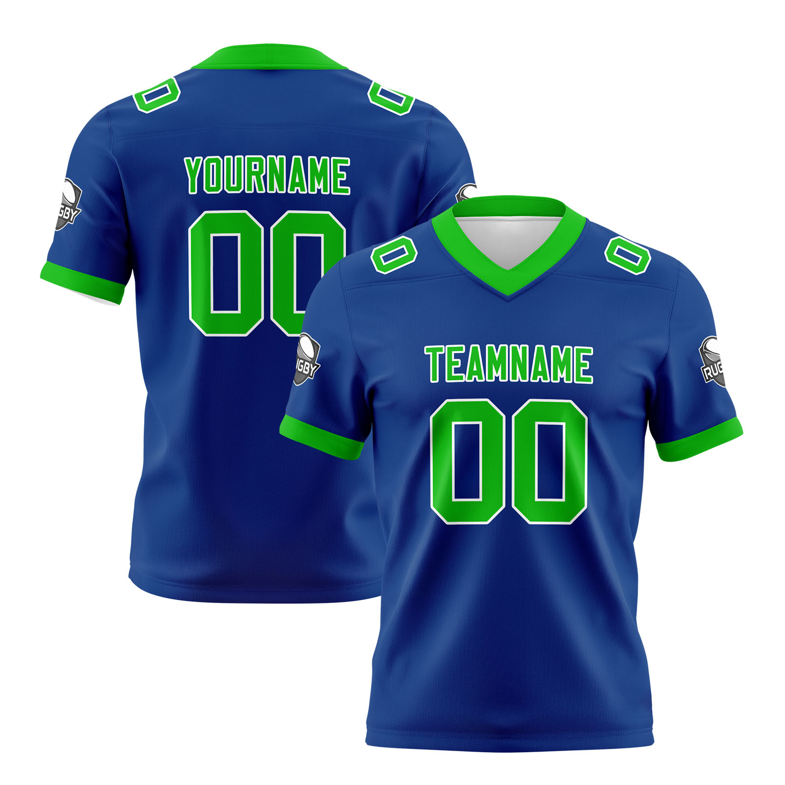 Custom Blue Green Football Jersey Personalized Football Shirts for Men Printed Team Name Number Logo
