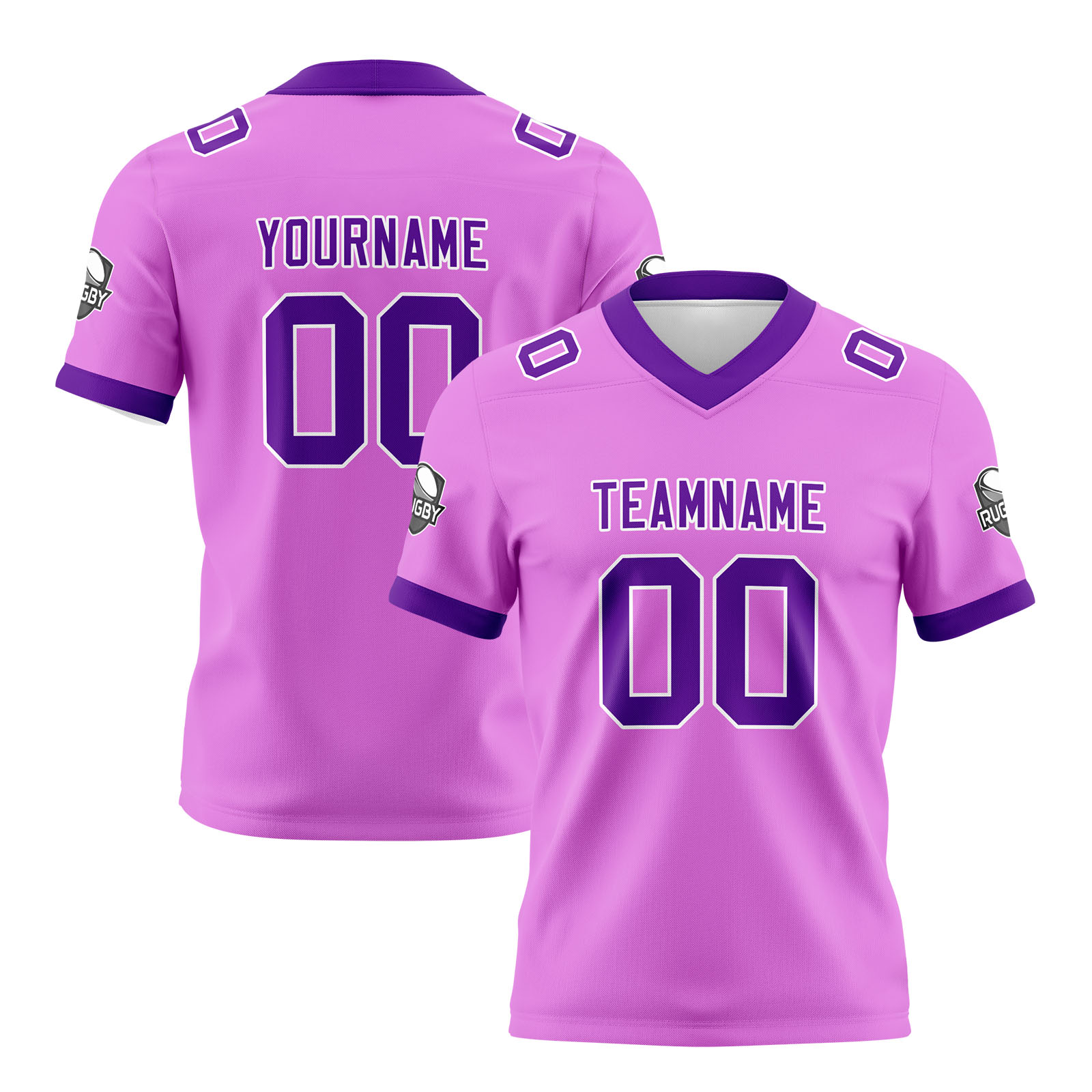 Custom Pink Purple Football Jersey Personalized Football Shirts for Men Printed Team Name Number Logo