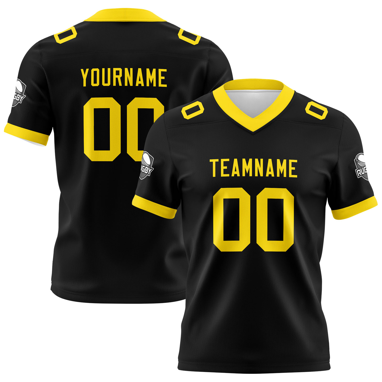 Custom Black Yellow Football Jersey Personalized Football Shirts for Men Printed Team Name Number Logo