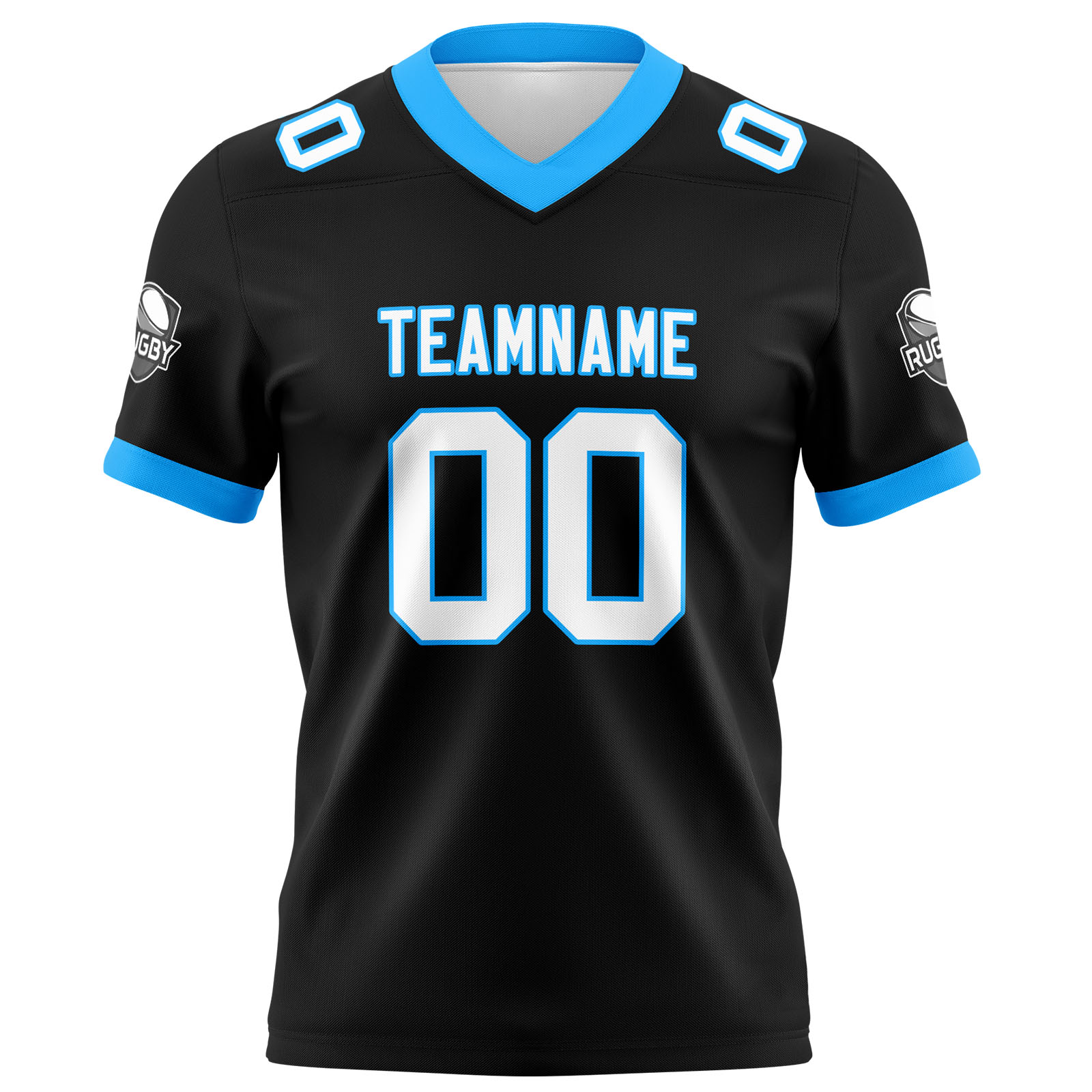 Custom Black Sky Blue Football Jersey Personalized Football Shirts for Men Printed Team Name Number Logo