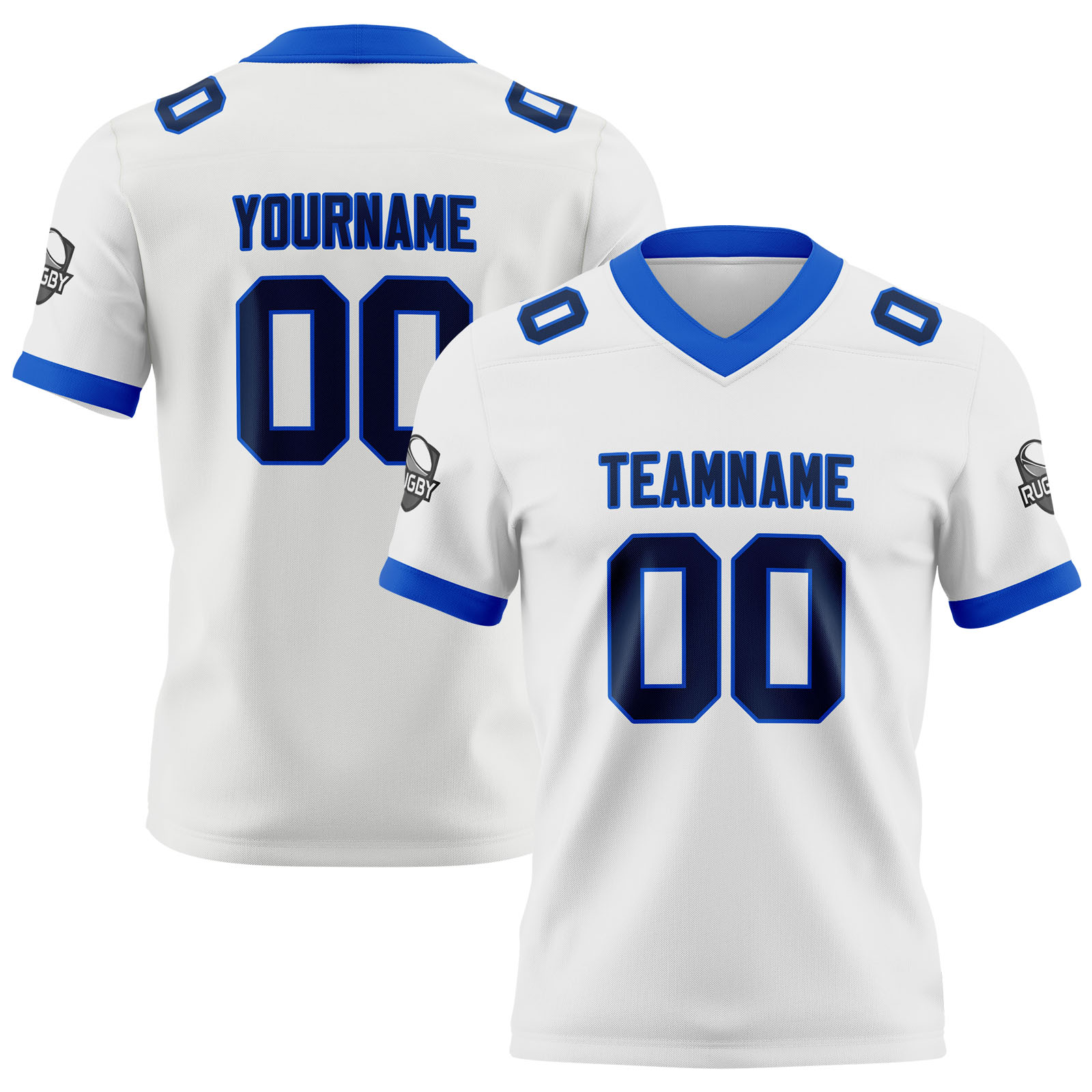Custom White Navy Football Jersey Personalized Football Shirts for Men Printed Team Name Number Logo