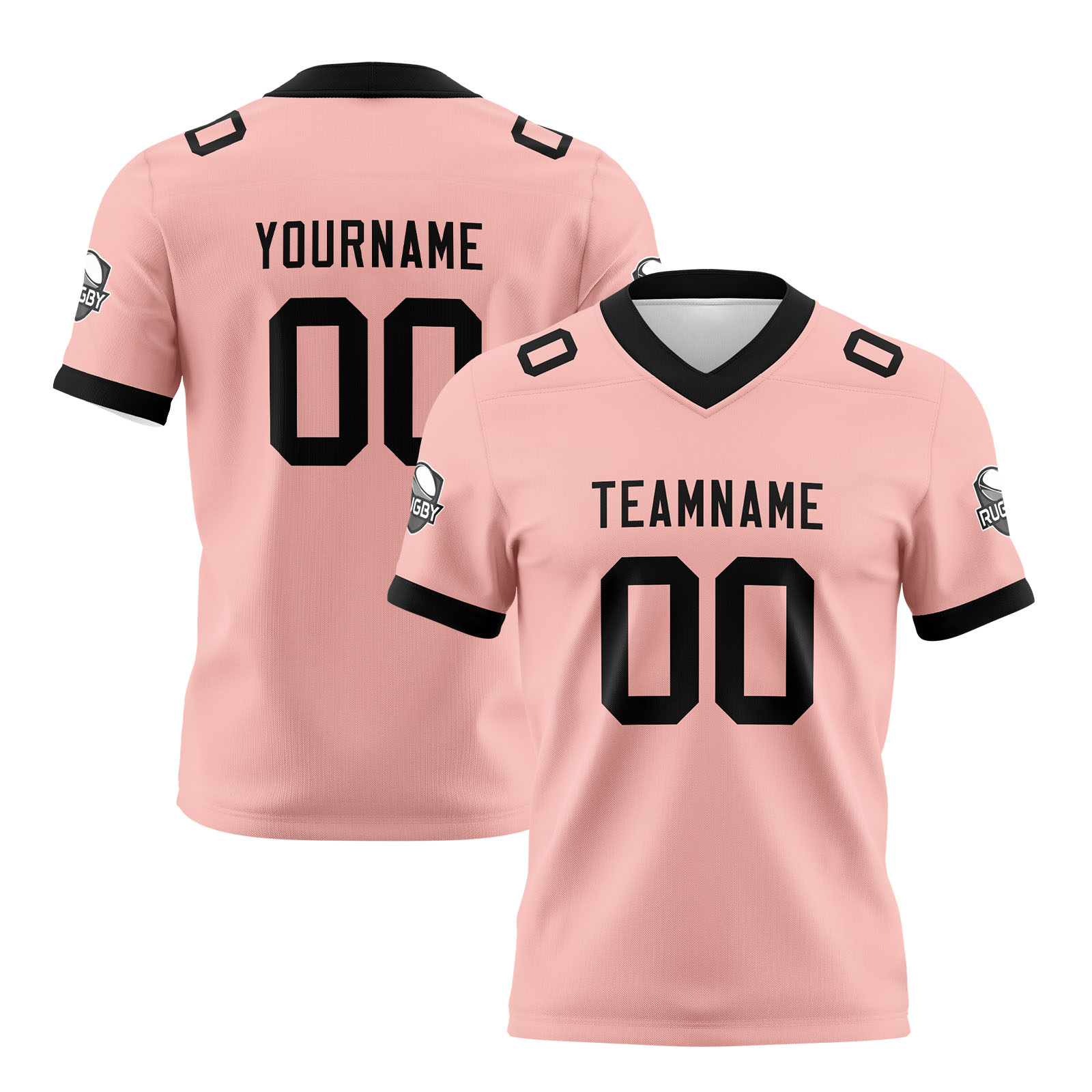 Custom Pink Black Football Jersey Personalized Football Shirts for Men Printed Team Name Number Logo
