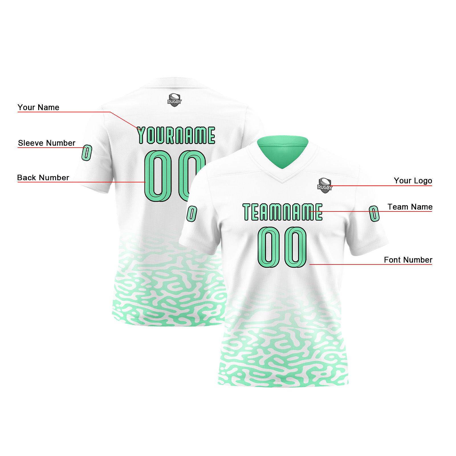Custom White Green Reversible Football Jersey Personalized Gradient Football Shirts for Men Printed Team Name Number Logo