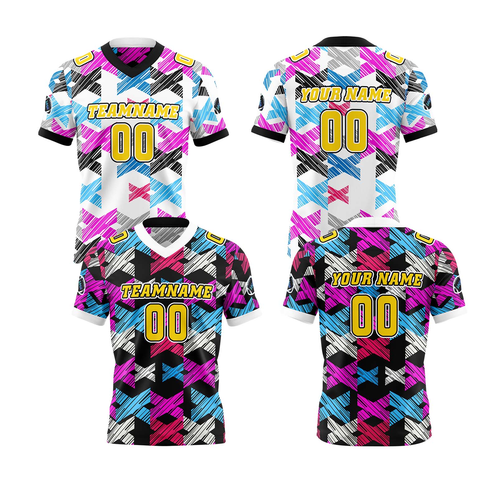 Custom Blue Yellow Reversible Football Jersey Personalized Gradient Football Shirts for Men Printed Team Name Number Logo