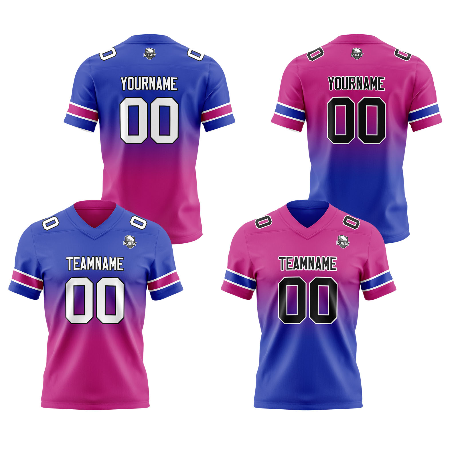 Custom Royal Rose Reversible Football Jersey Personalized Gradient Football Shirts for Men Printed Team Name Number Logo