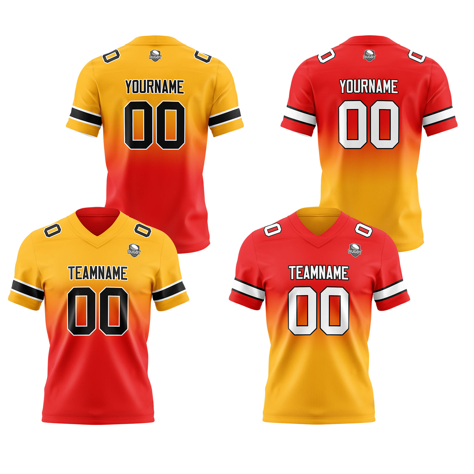 Custom Light Orange Red Reversible Football Jersey Personalized Gradient Football Shirts for Men Printed Team Name Number Logo