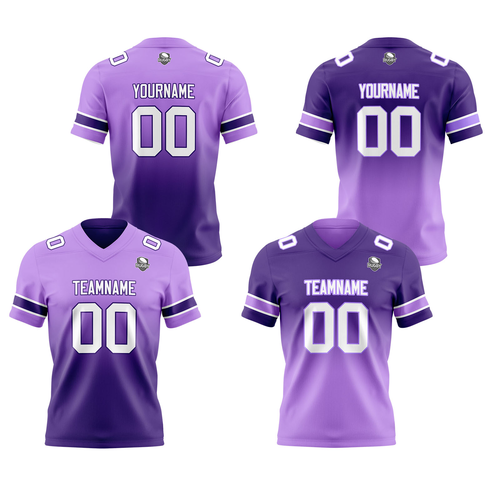 Custom Purple Reversible Football Jersey Personalized Gradient Football Shirts for Men Printed Team Name Number Logo