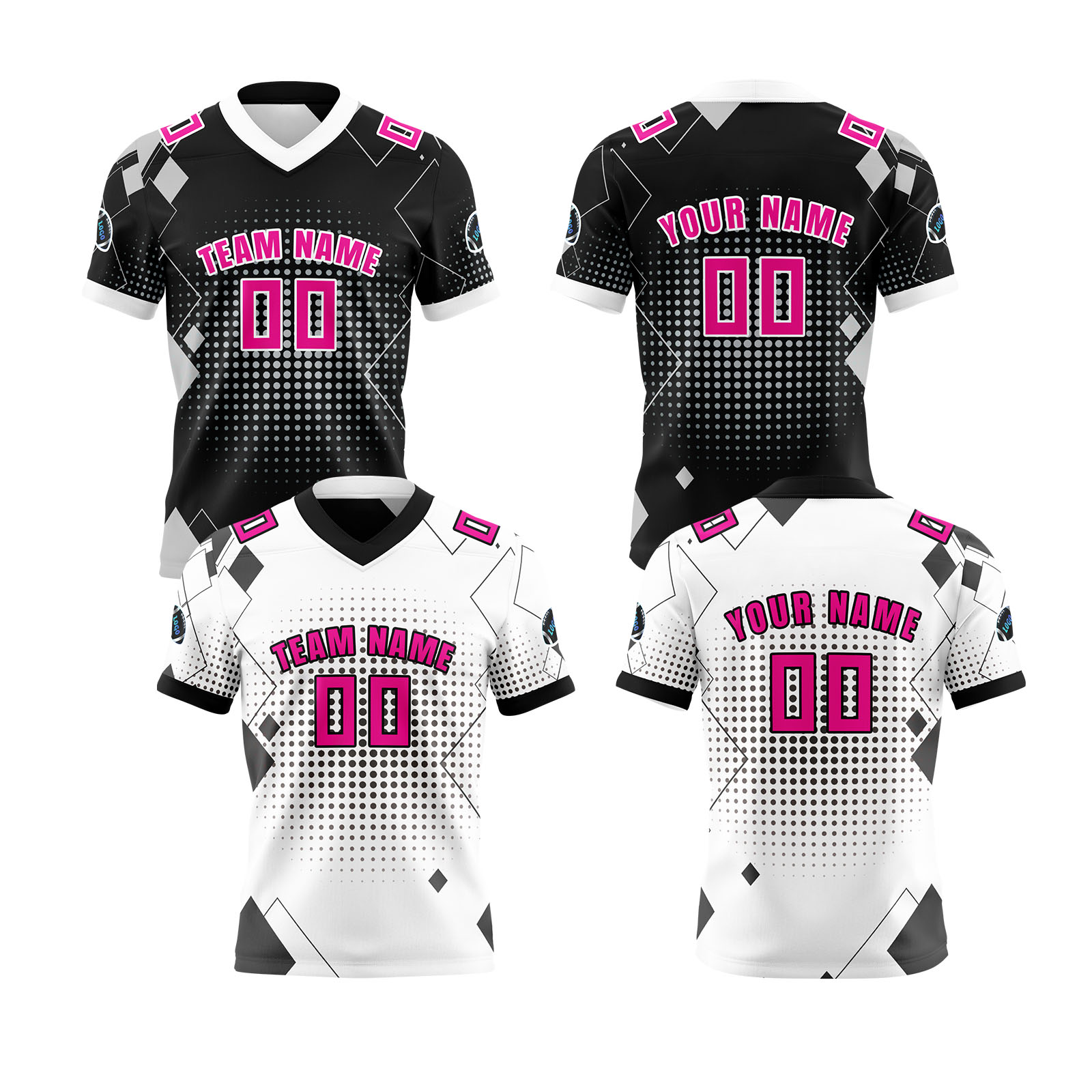 Custom White Pink Reversible Football Jersey Personalized Gradient Football Shirts for Men Printed Team Name Number Logo