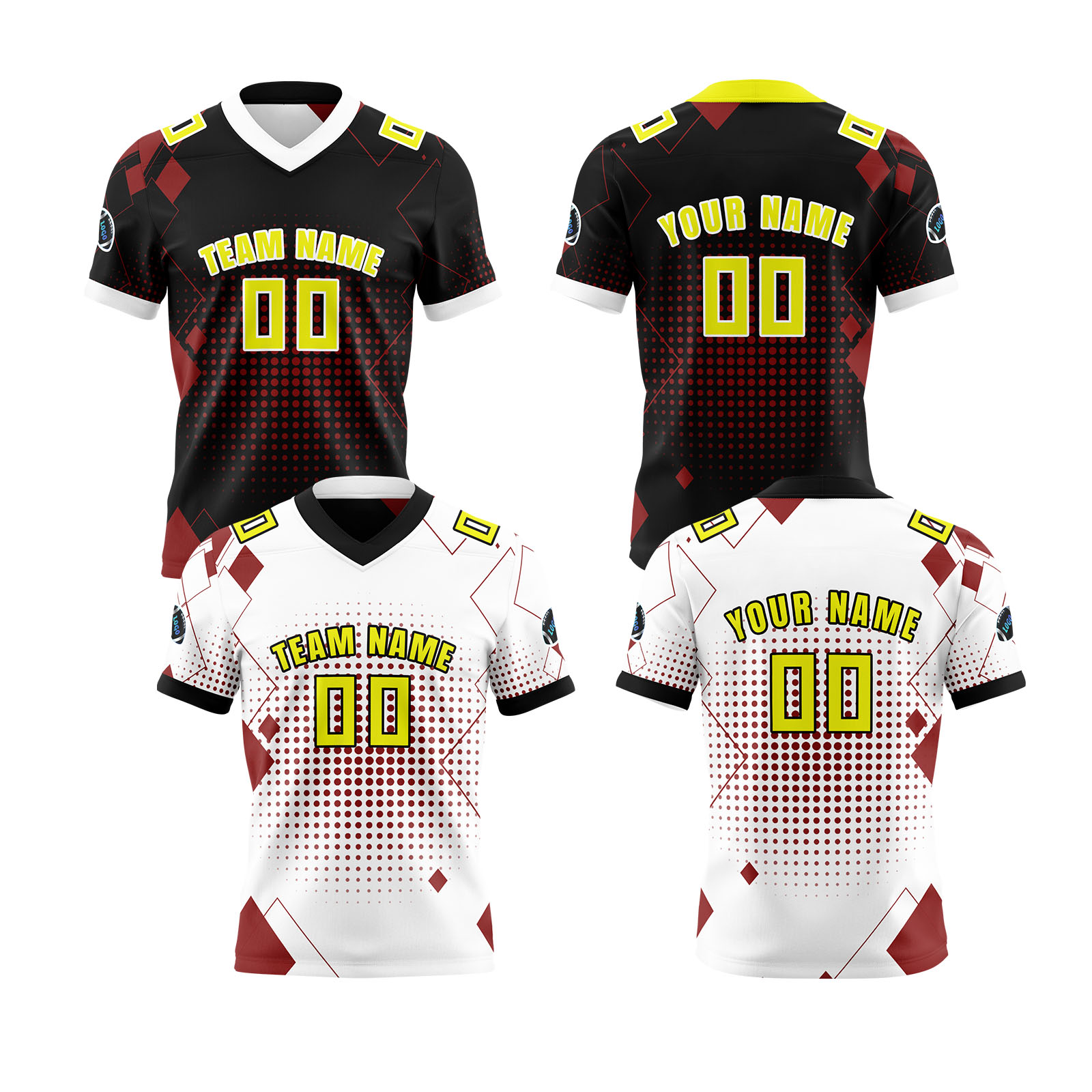 Custom White Yellow Reversible Football Jersey Personalized Gradient Football Shirts for Men Printed Team Name Number Logo