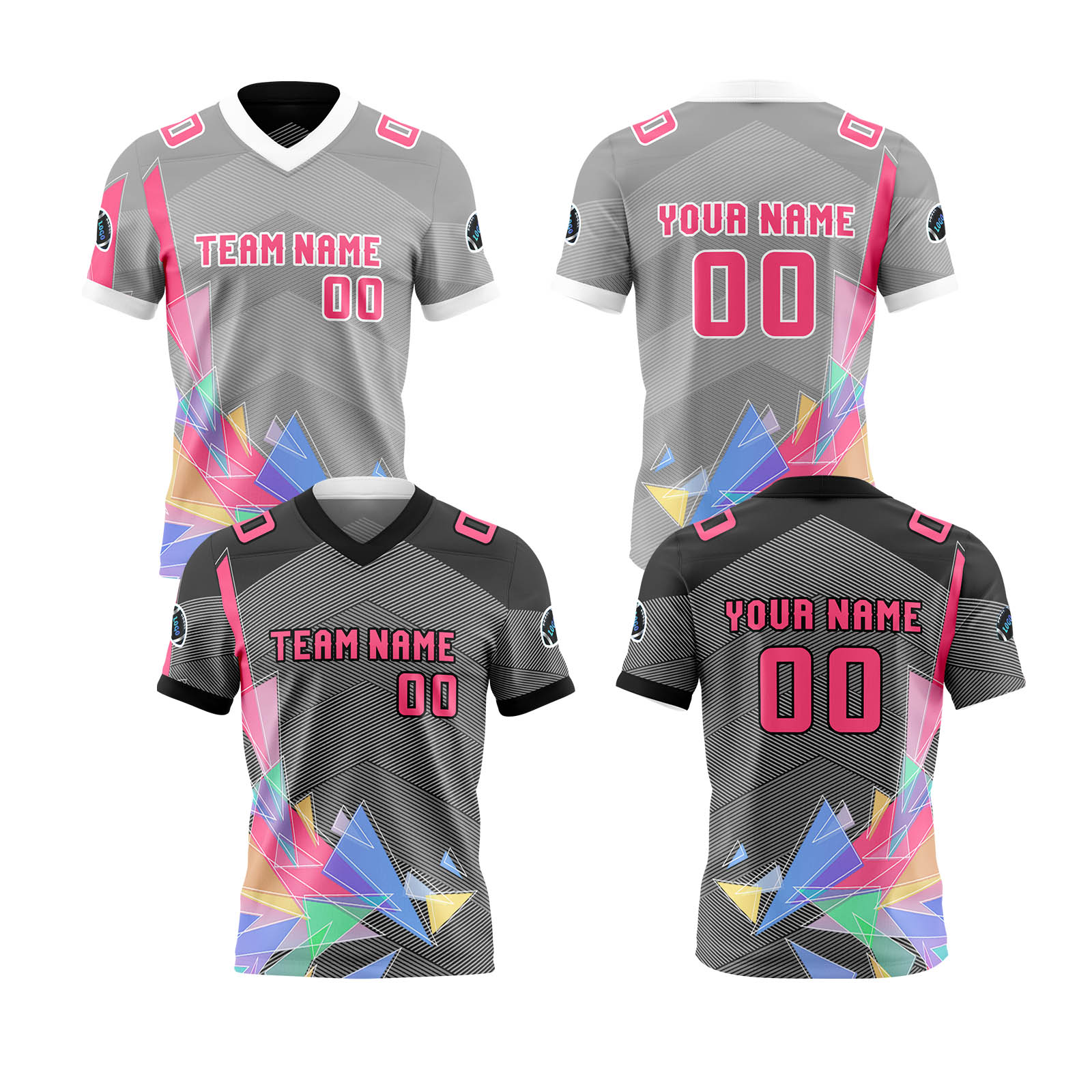 Custom Black Gray Reversible Football Jersey Personalized Gradient Football Shirts for Men Printed Team Name Number Logo