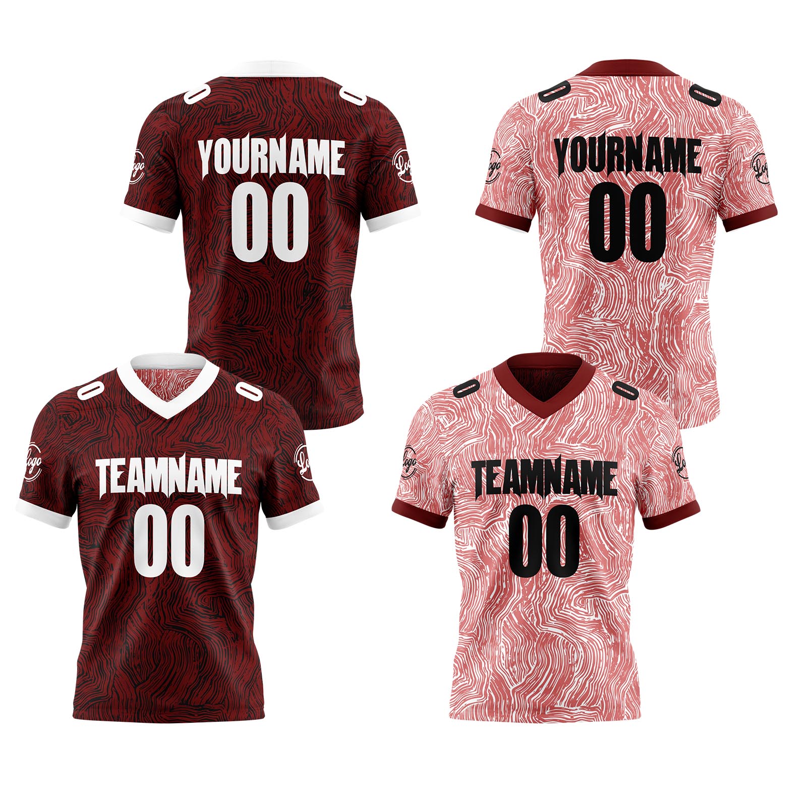 Custom Red White Black Reversible Football Jersey Personalized Gradient Football Shirts for Men Printed Team Name Number Logo