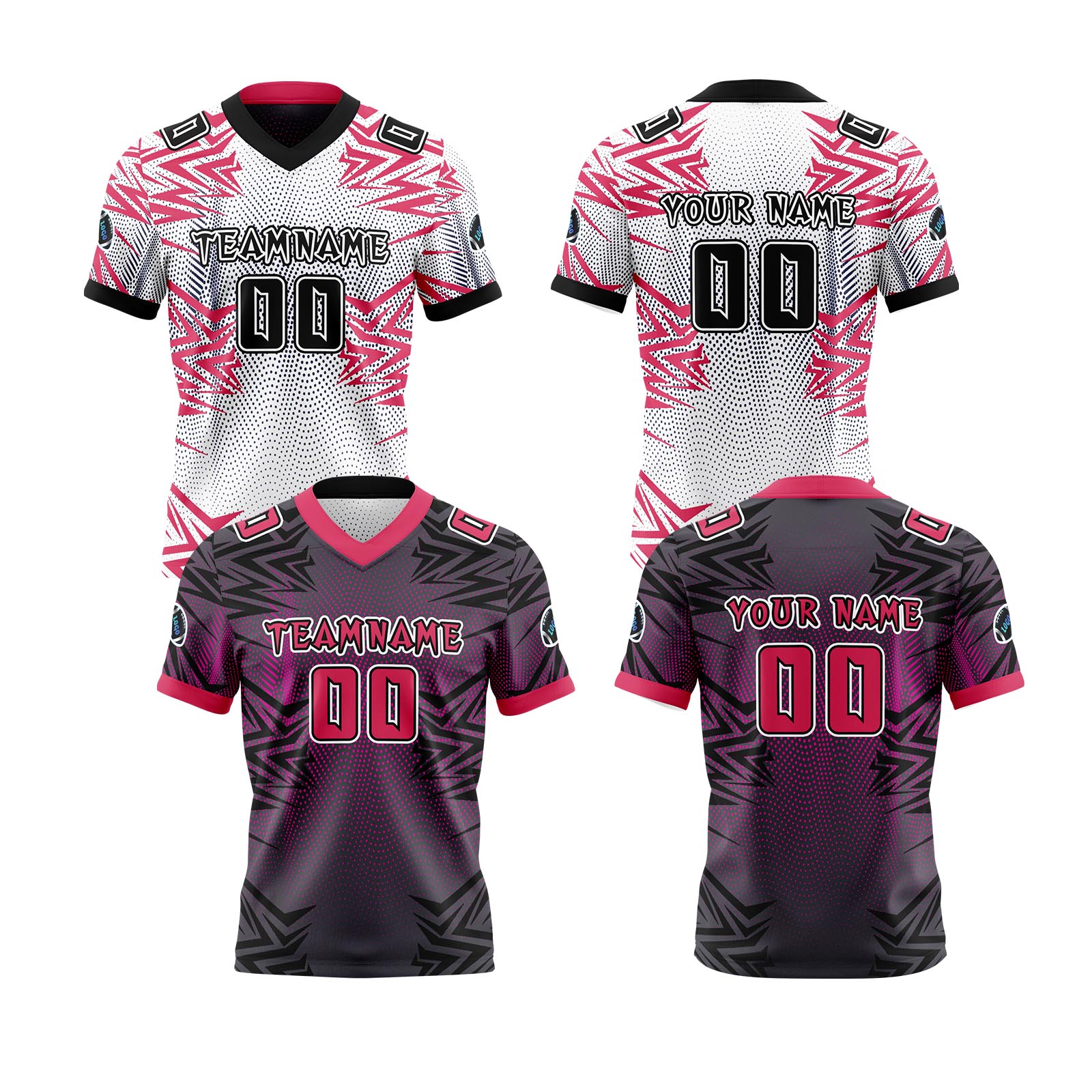 Custom White Black Powder Reversible Football Jersey Personalized Gradient Football Shirts for Men Printed Team Name Number Logo