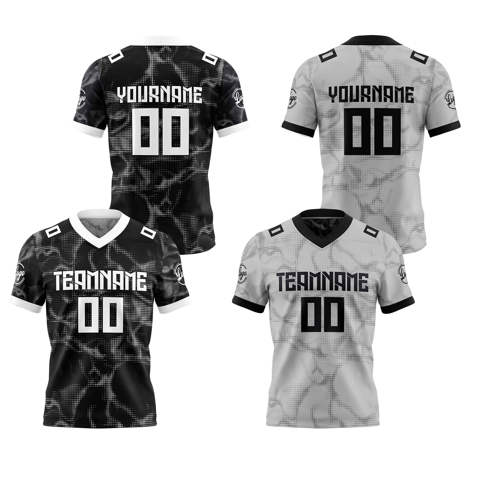 Custom Ash Reversible Football Jersey Personalized Gradient Football Shirts for Men Printed Team Name Number Logo