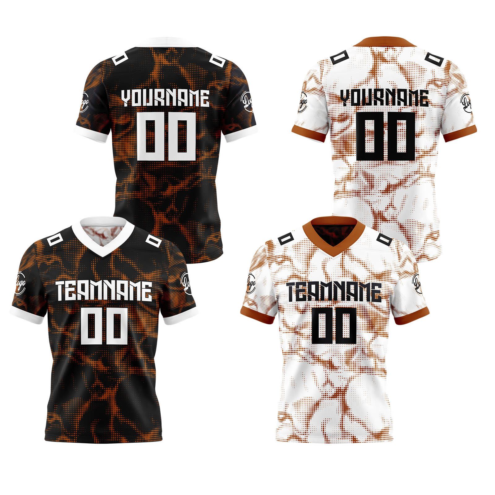 Custom Brown Reversible Football Jersey Personalized Gradient Football Shirts for Men Printed Team Name Number Logo