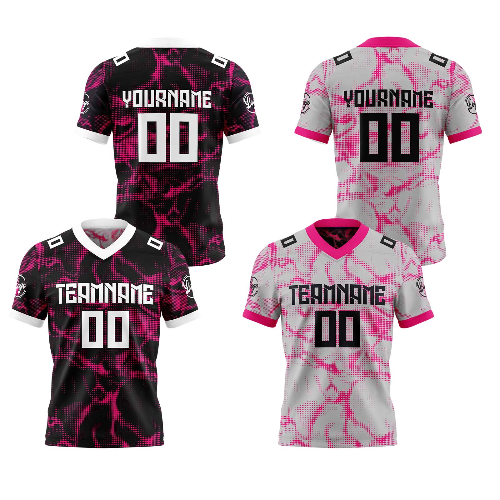 Custom Rose Red Reversible Football Jersey Personalized Gradient Football Shirts for Men Printed Team Name Number Logo