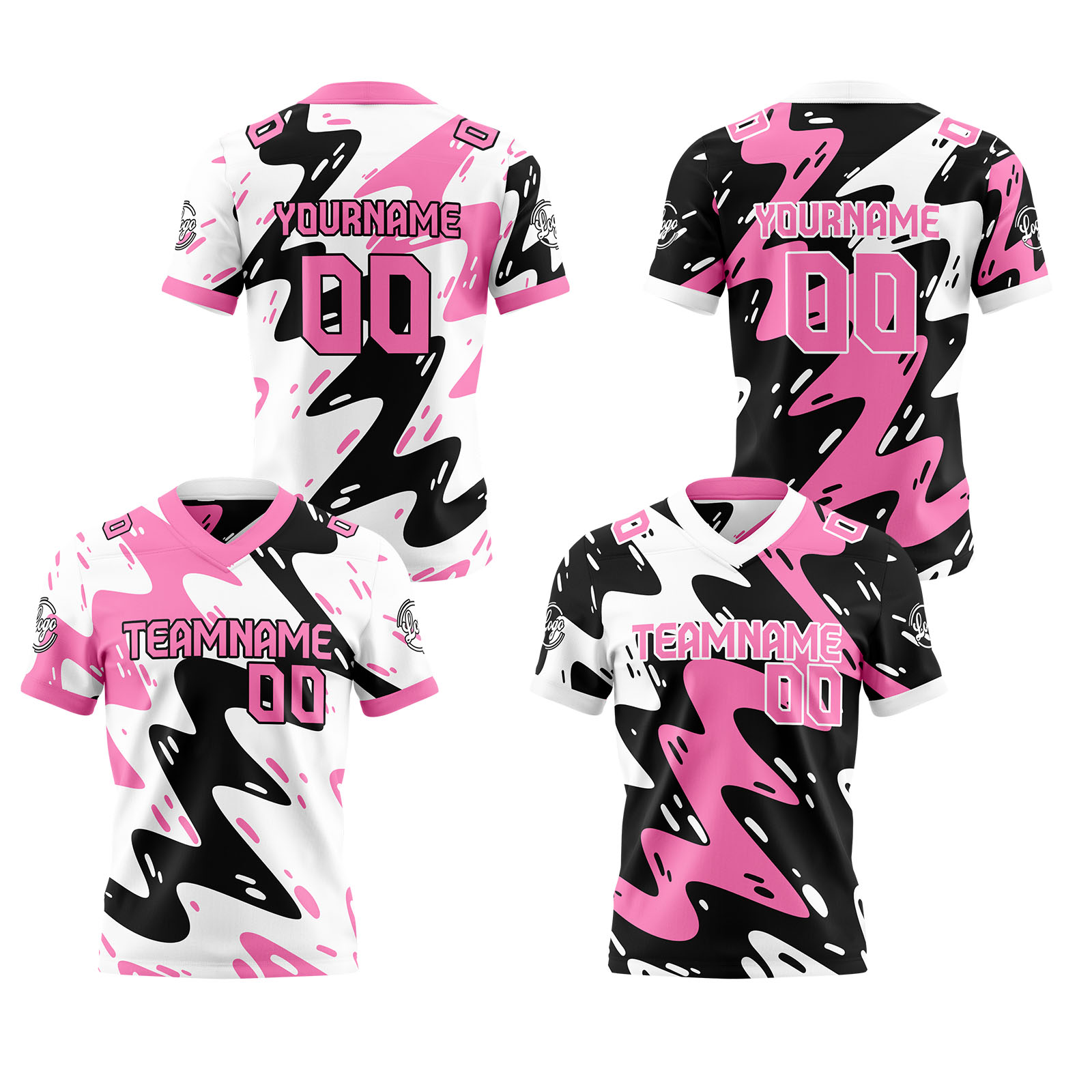 Custom Pink White Reversible Football Jersey Personalized Gradient Football Shirts for Men Printed Team Name Number Logo