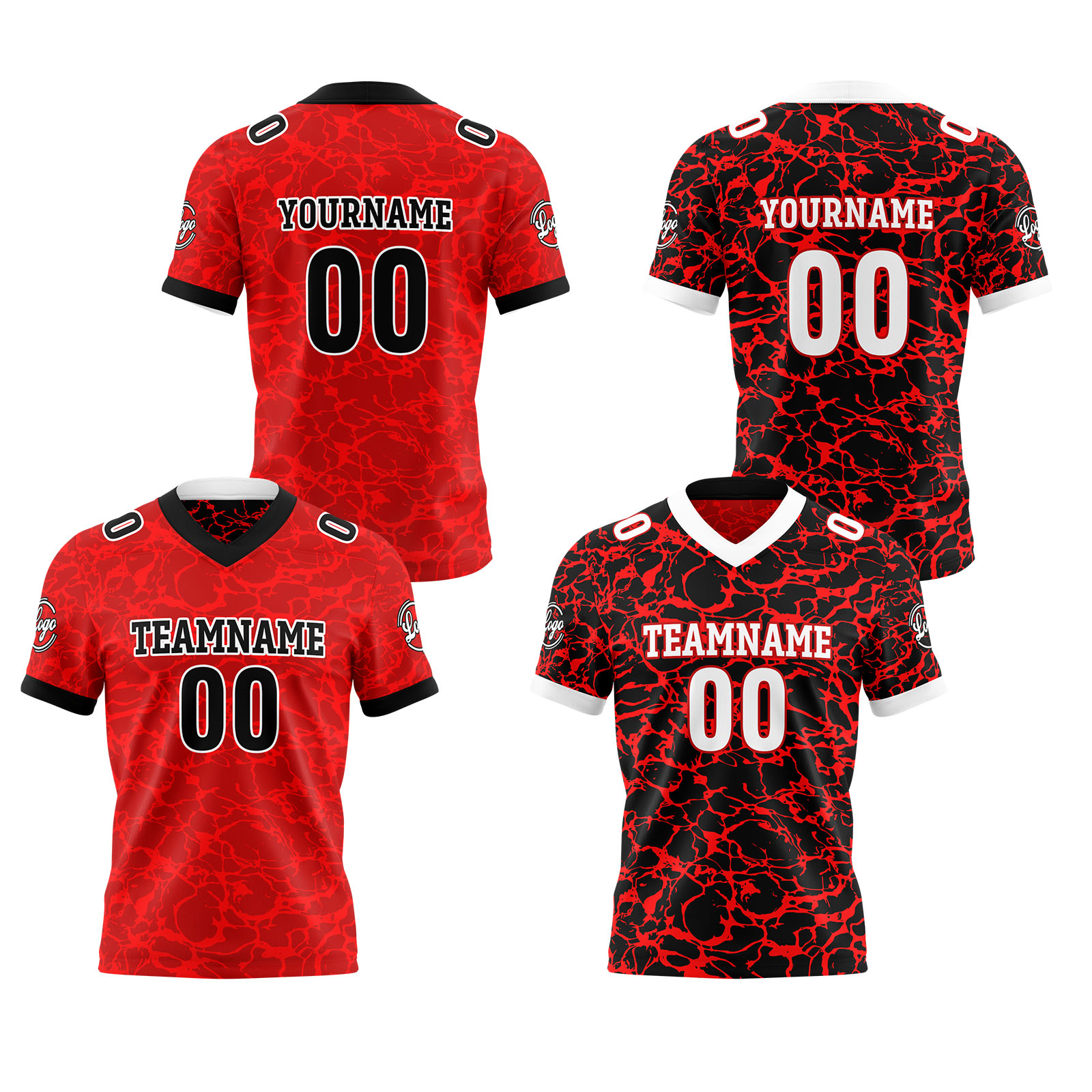Custom Red White Reversible Football Jersey Personalized Gradient Football Shirts for Men Printed Team Name Number Logo