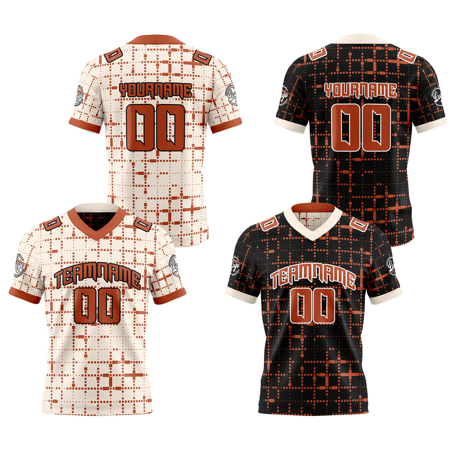 Custom Black Brown Reversible Football Jersey Personalized Gradient Football Shirts for Men Printed Team Name Number Logo