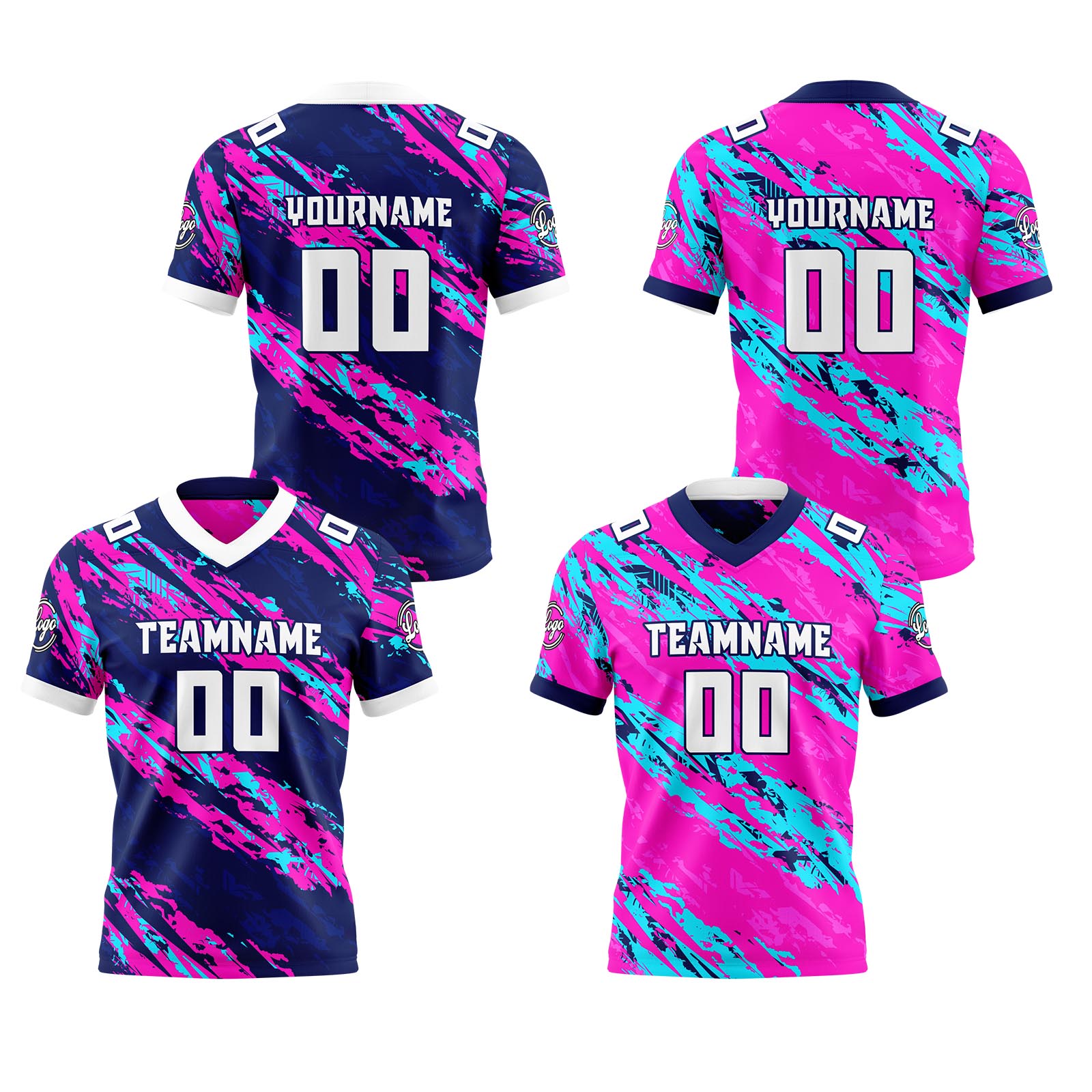 Custom Purple Pink Reversible Football Jersey Personalized Gradient Football Shirts for Men Printed Team Name Number Logo