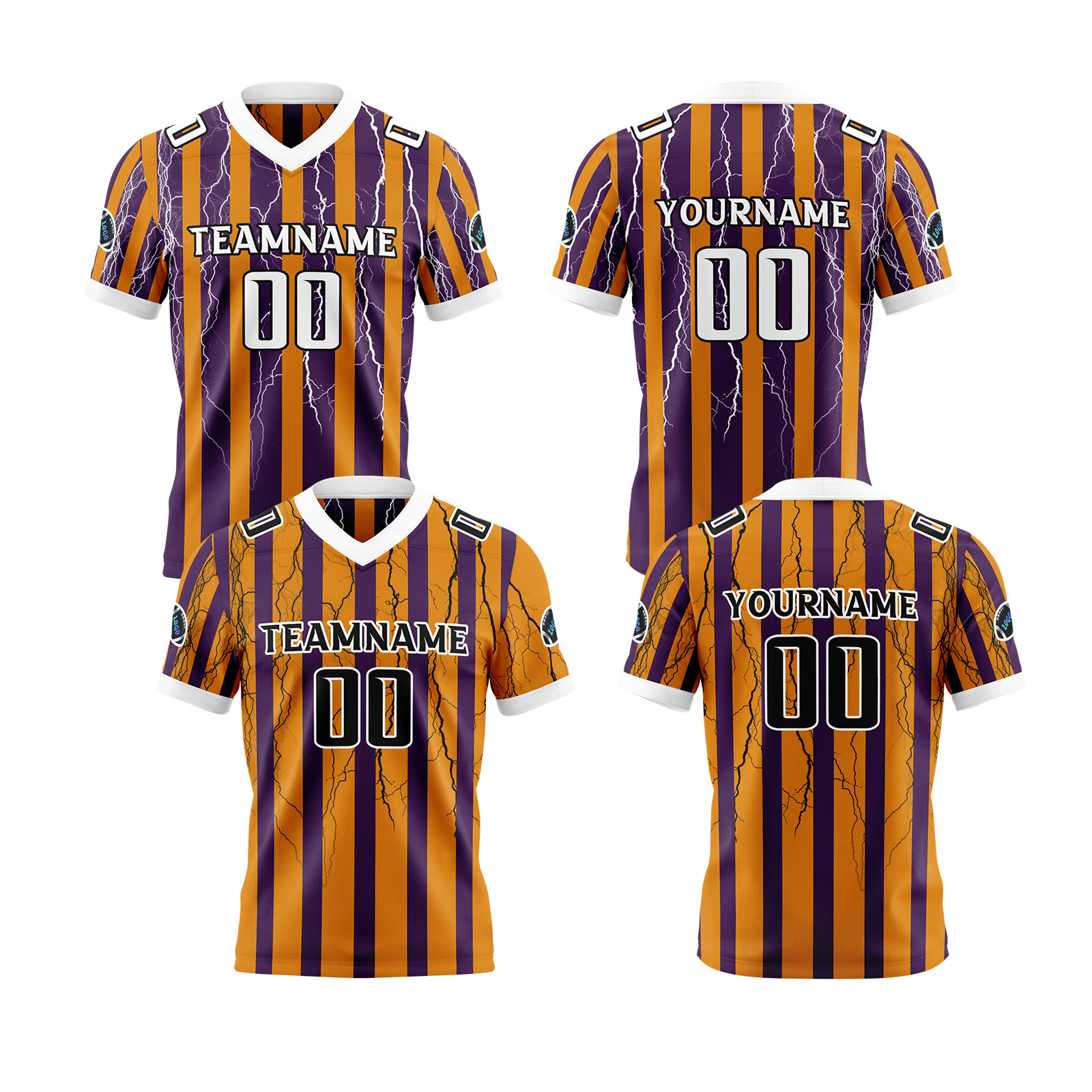 Custom Orange Black Reversible Football Jersey Personalized Gradient Football Shirts for Men Printed Team Name Number Logo