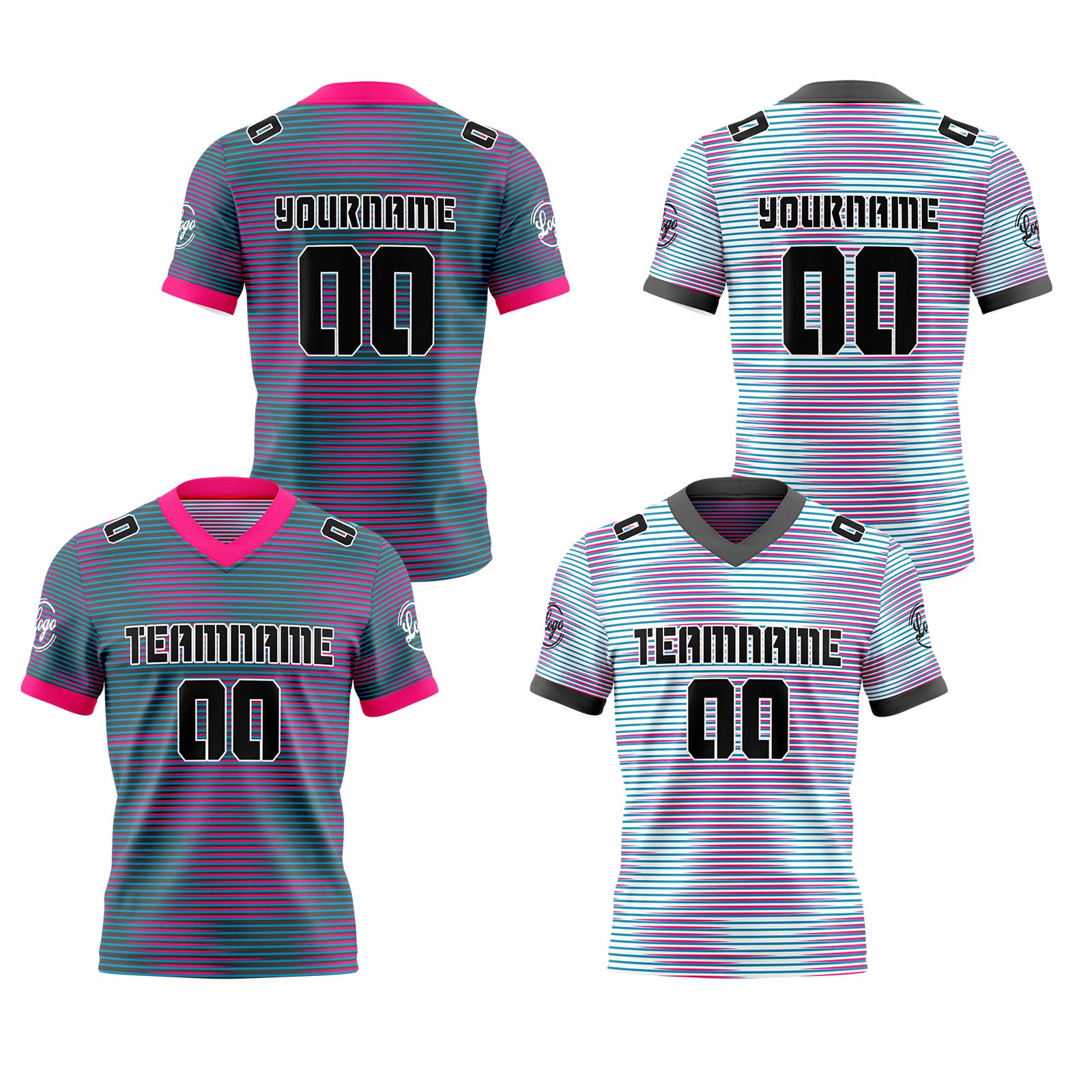 Custom Rose Red Gray Reversible Football Jersey Personalized Gradient Football Shirts for Men Printed Team Name Number Logo