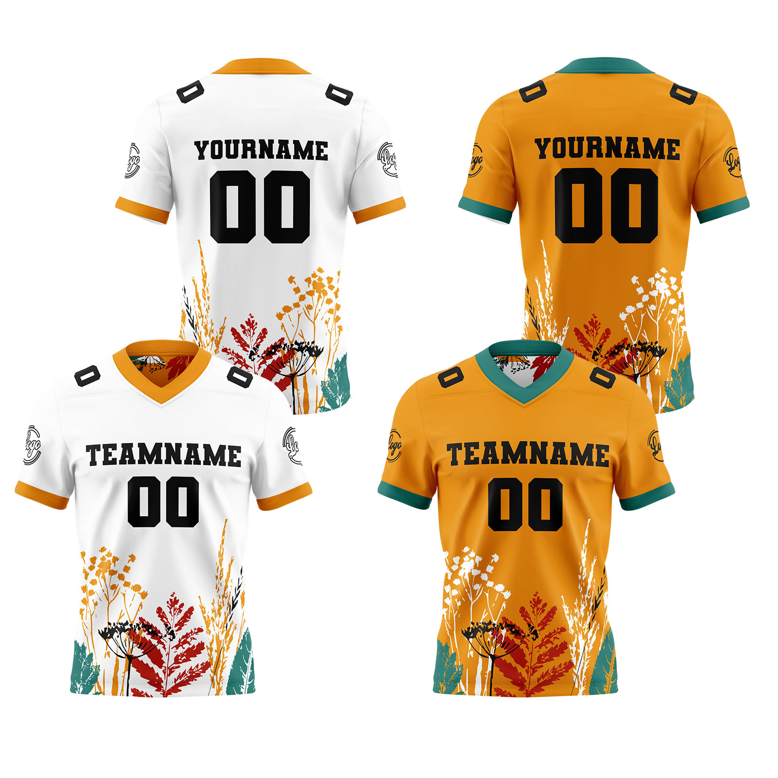 Custom White Orange Black Reversible Football Jersey Personalized Gradient Football Shirts for Men Printed Team Name Number Logo