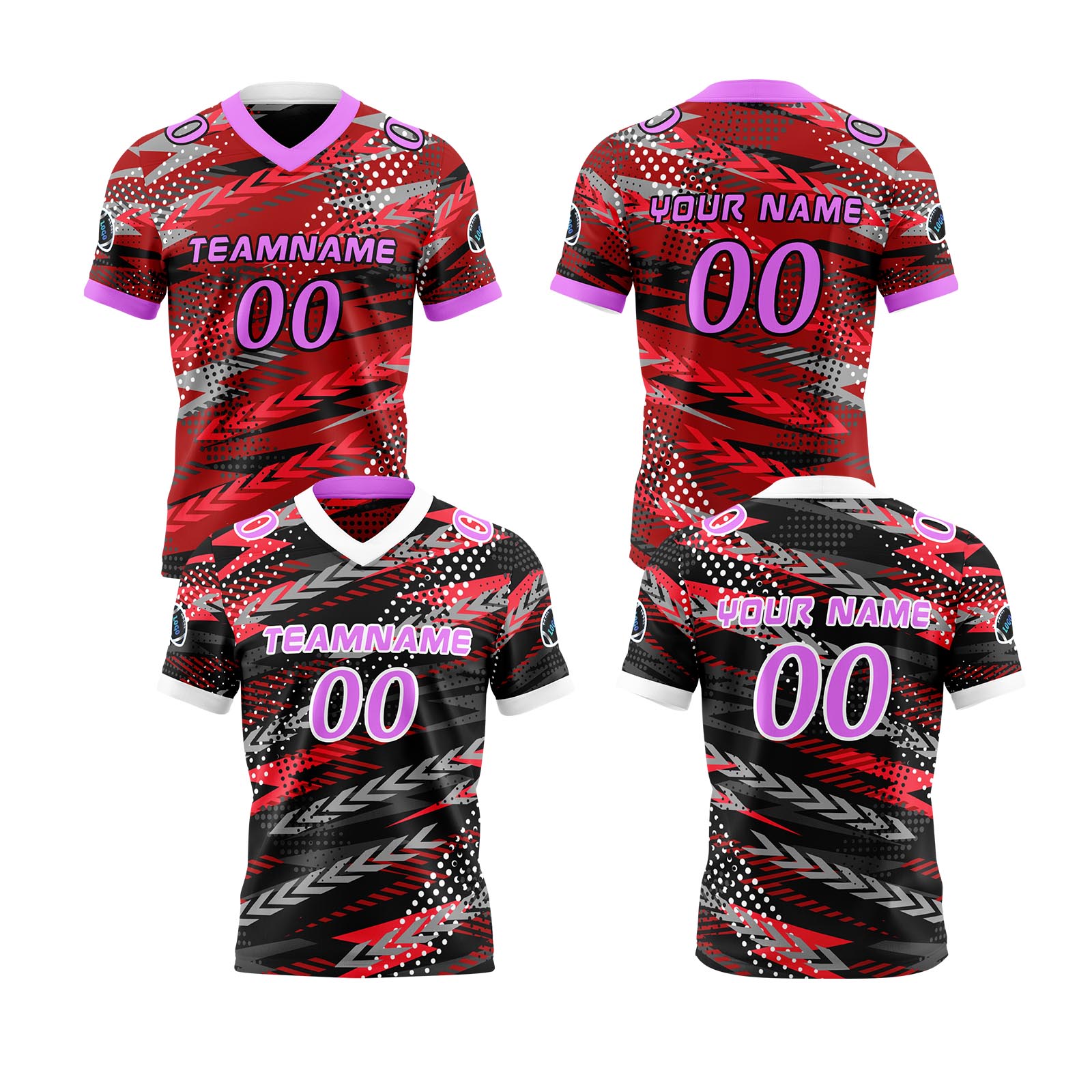 Custom Red Purple Reversible Football Jersey Personalized Gradient Football Shirts for Men Printed Team Name Number Logo