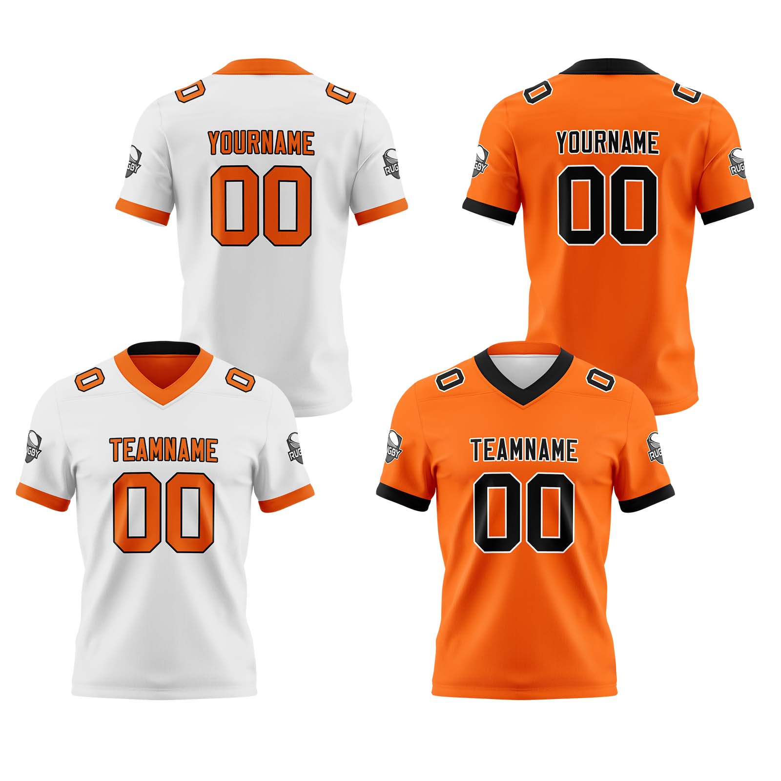 Custom White Orange Reversible Football Jersey Personalized Gradient Football Shirts for Men Printed Team Name Number Logo